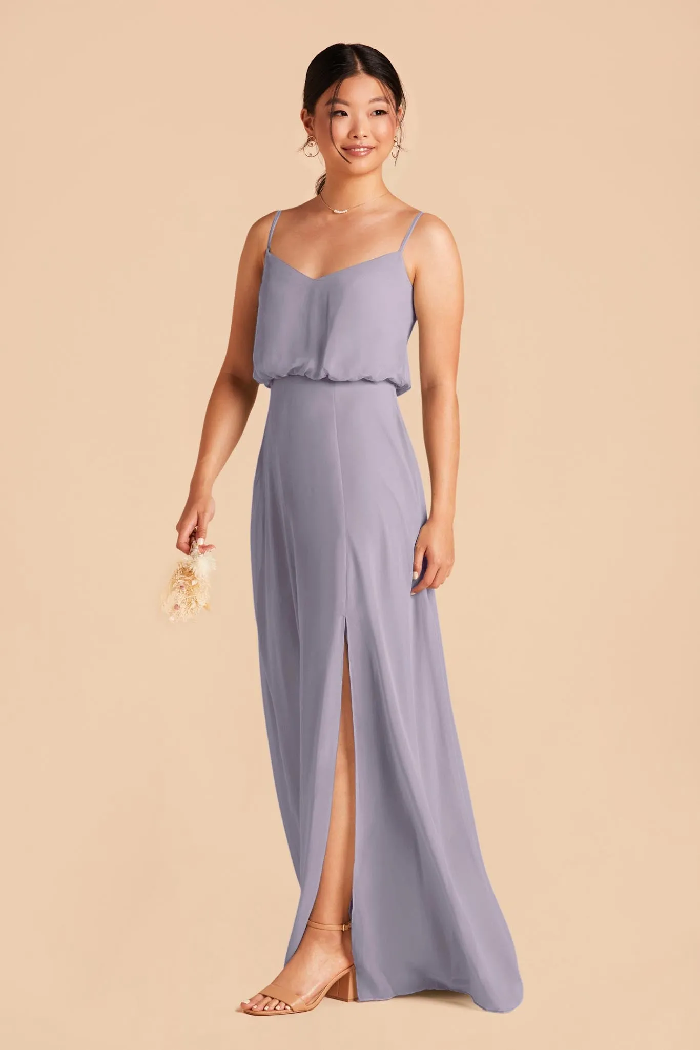 Gwennie Chiffon Dress With Slit - Dusty Lilac sold by Birdy Grey product image thumbnail 5
