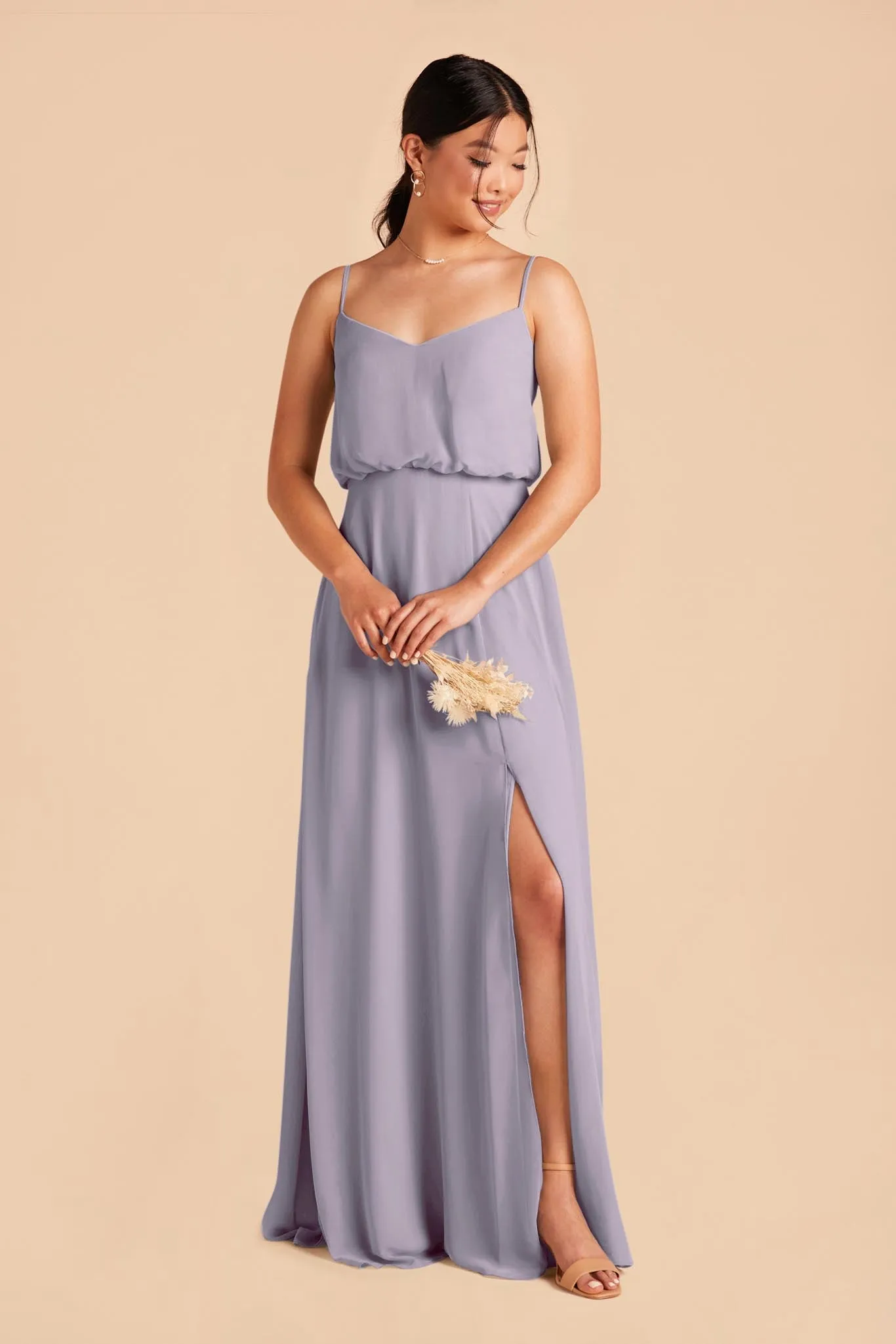 Gwennie Chiffon Dress With Slit - Dusty Lilac sold by Birdy Grey product image thumbnail 3