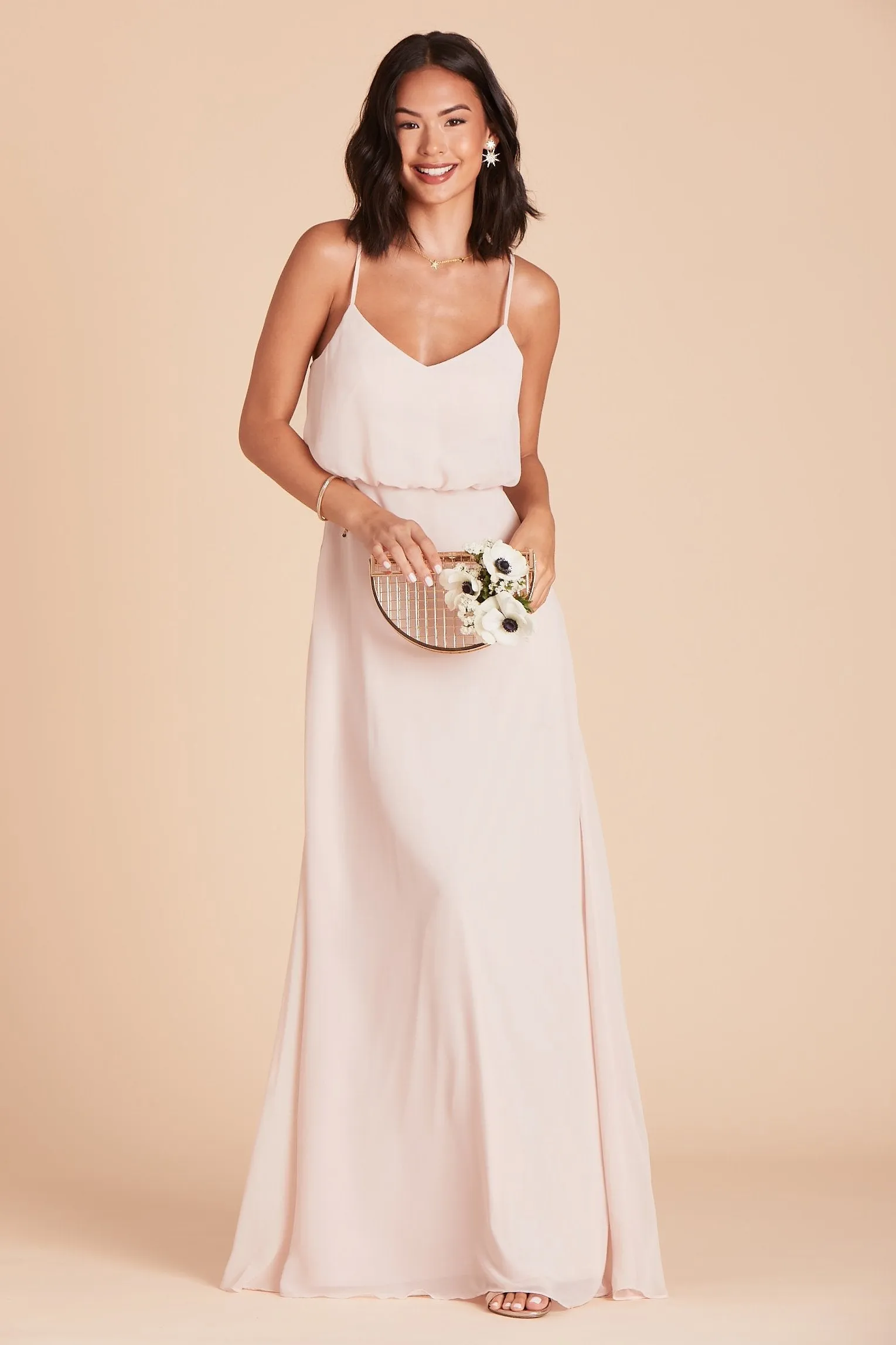 Gwennie Chiffon Dress - Pale Blush sold by Birdy Grey