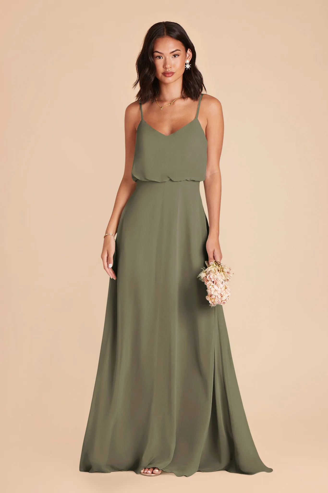 Gwennie Chiffon Dress - Thyme sold by Birdy Grey