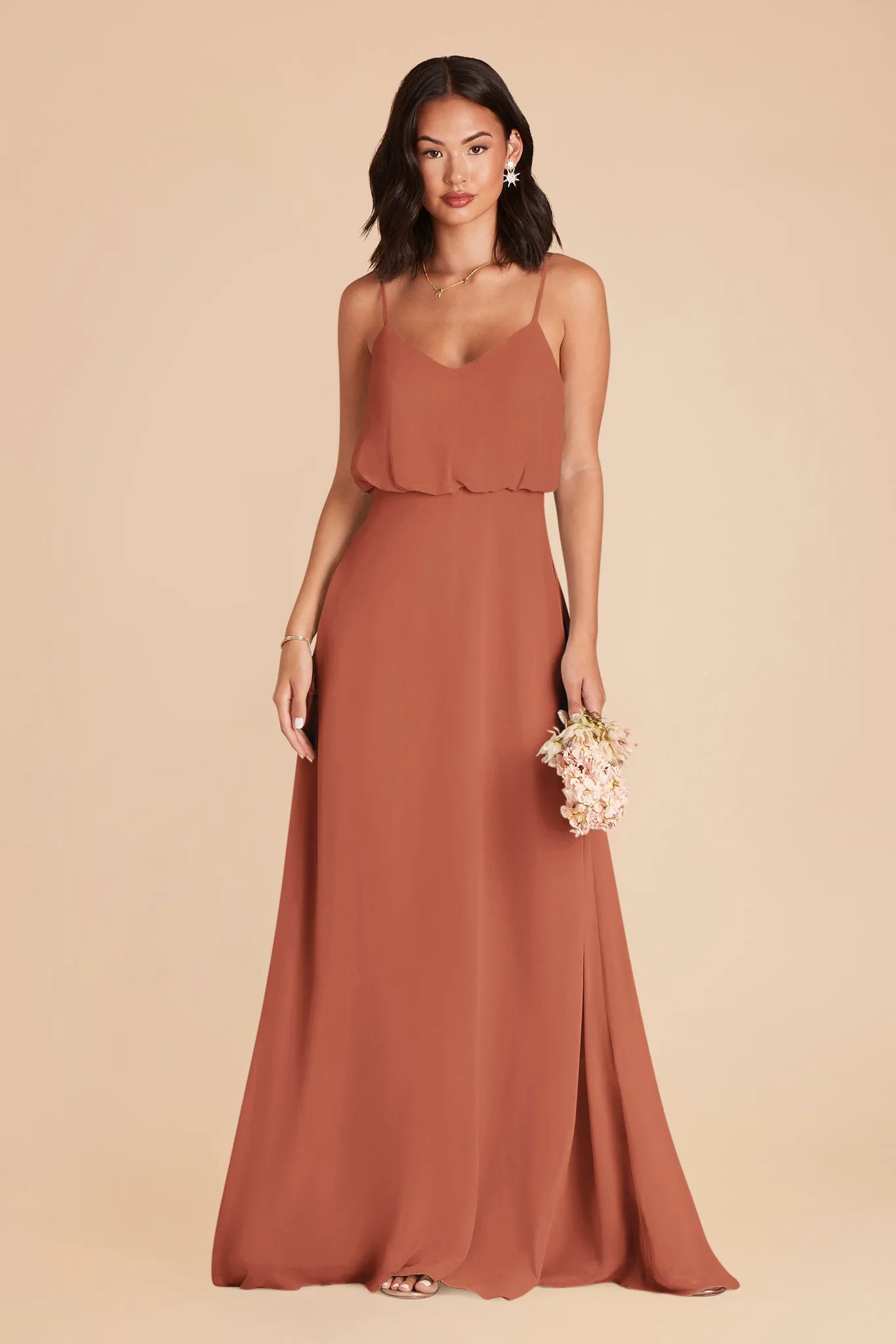 Gwennie Chiffon Dress - Terracotta sold by Birdy Grey