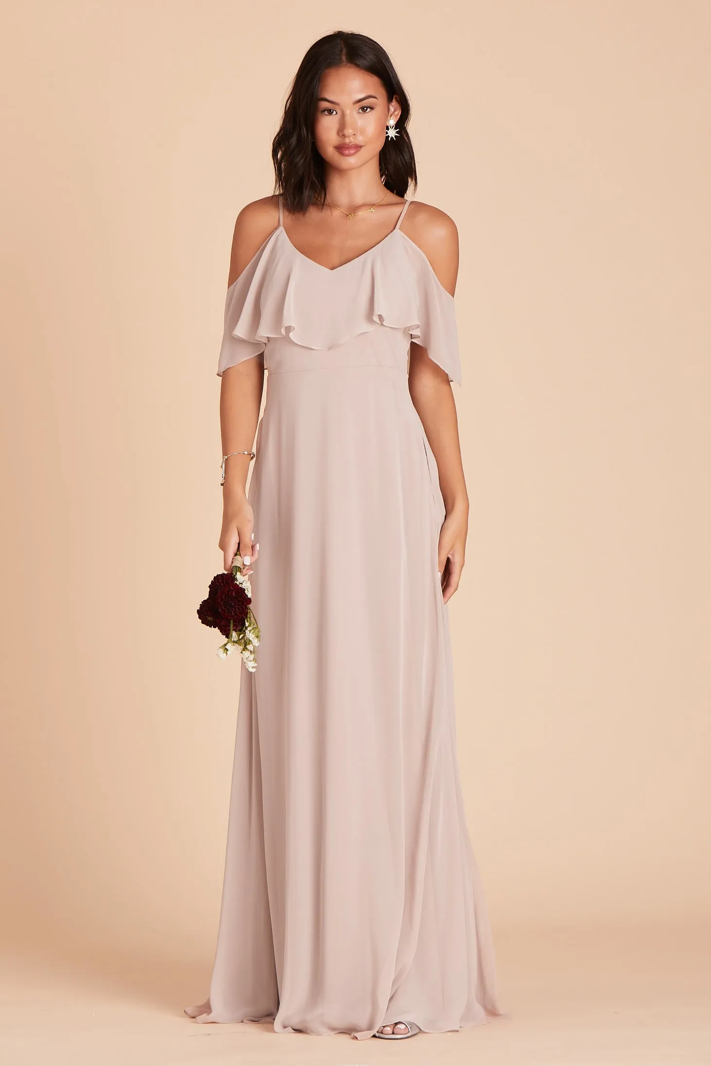 Jane Chiffon Dress - Taupe sold by Birdy Grey