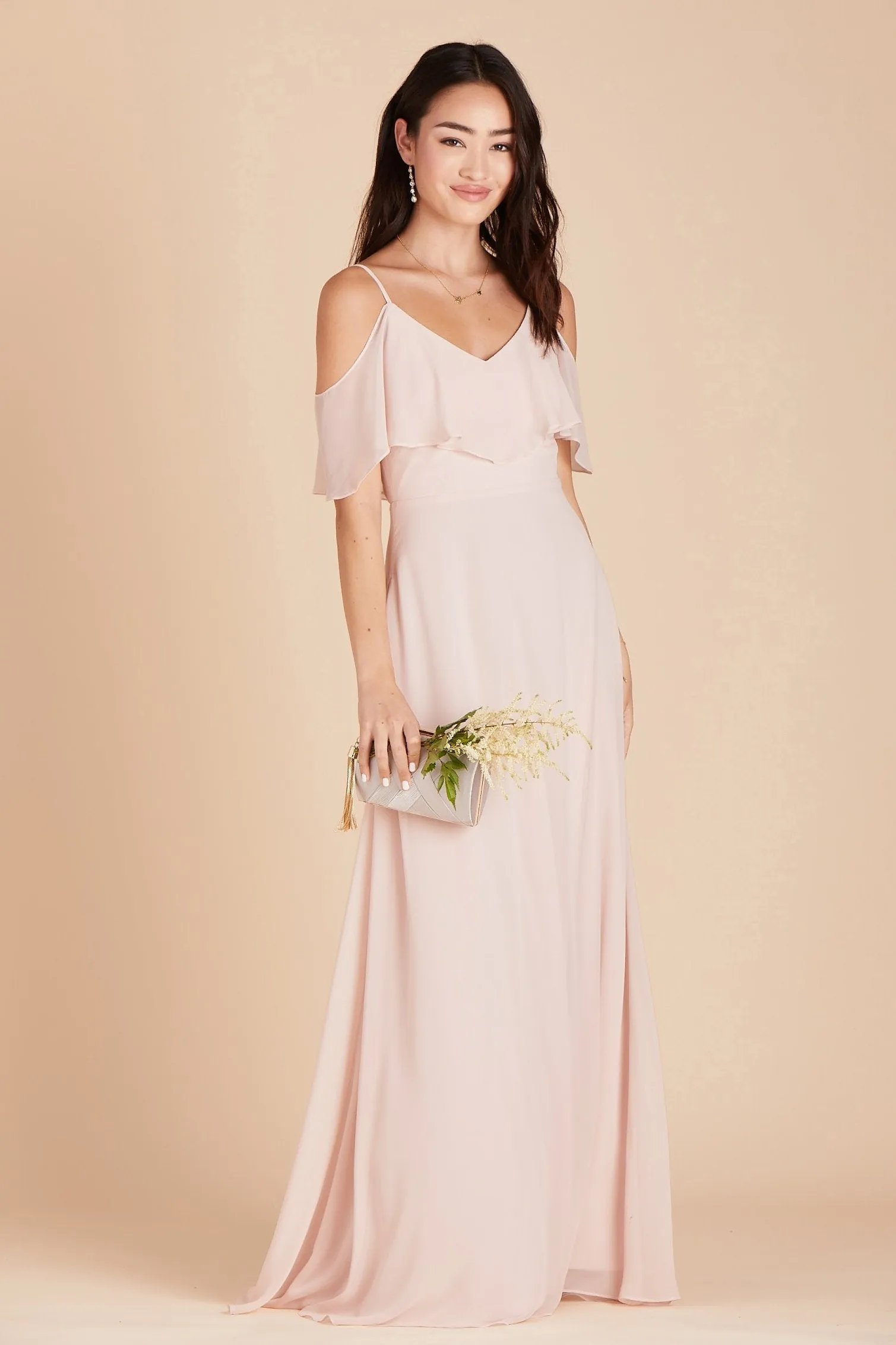 Jane Chiffon Dress - Pale Blush sold by Birdy Grey
