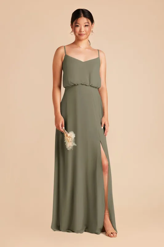 Gwennie Chiffon Dress With Slit - Thyme sold by Birdy Grey