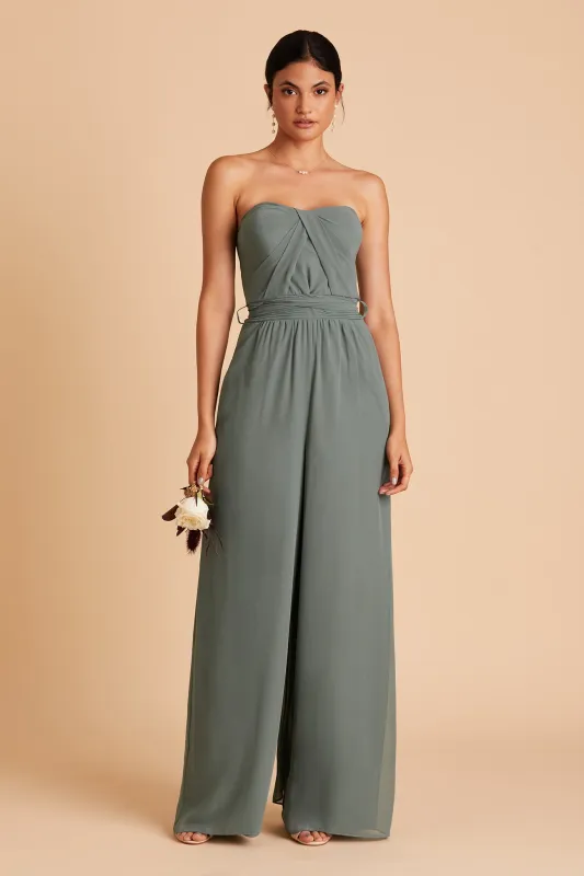 Gigi Chiffon Jumpsuit - Sea Glass sold by Birdy Grey