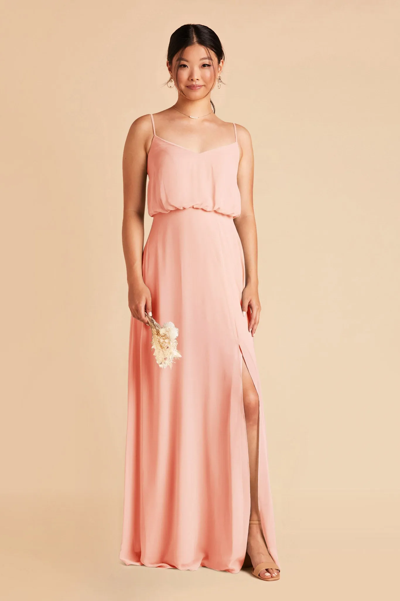 Gwennie Chiffon Dress With Slit - Blush Pink sold by Birdy Grey product image thumbnail 3