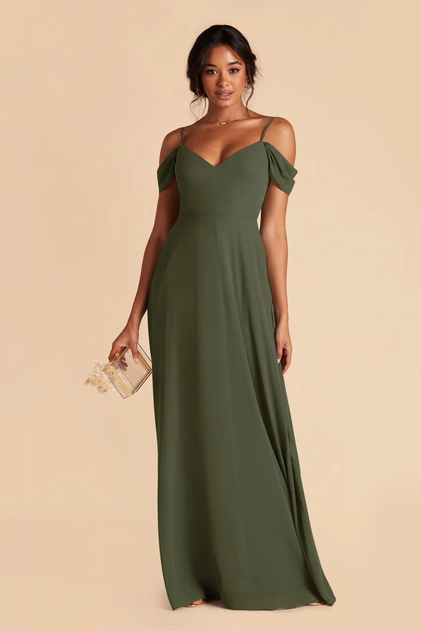 Devin Chiffon Dress - Olive sold by Birdy Grey