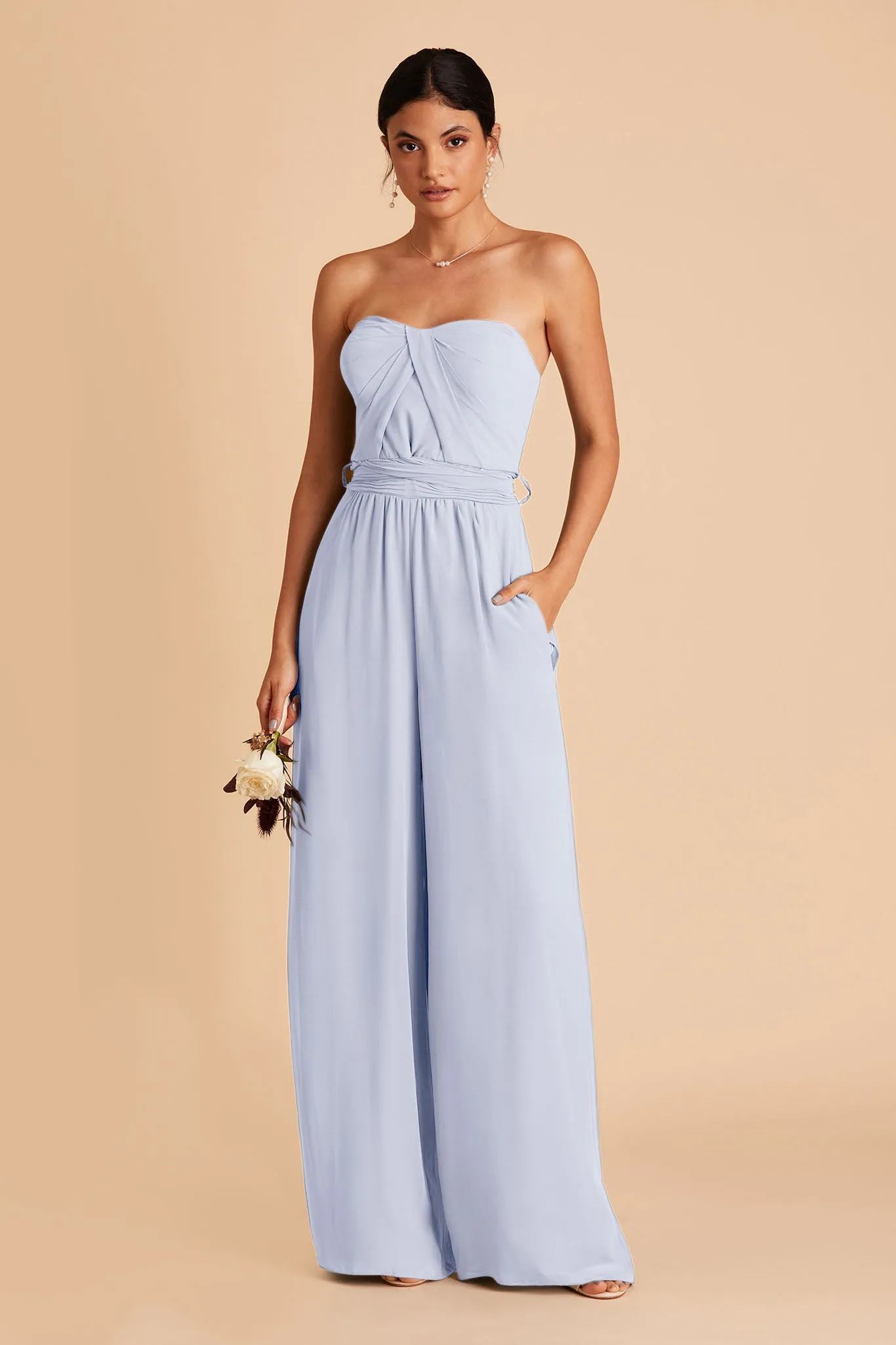 Gigi Chiffon Jumpsuit - Ice Blue sold by Birdy Grey