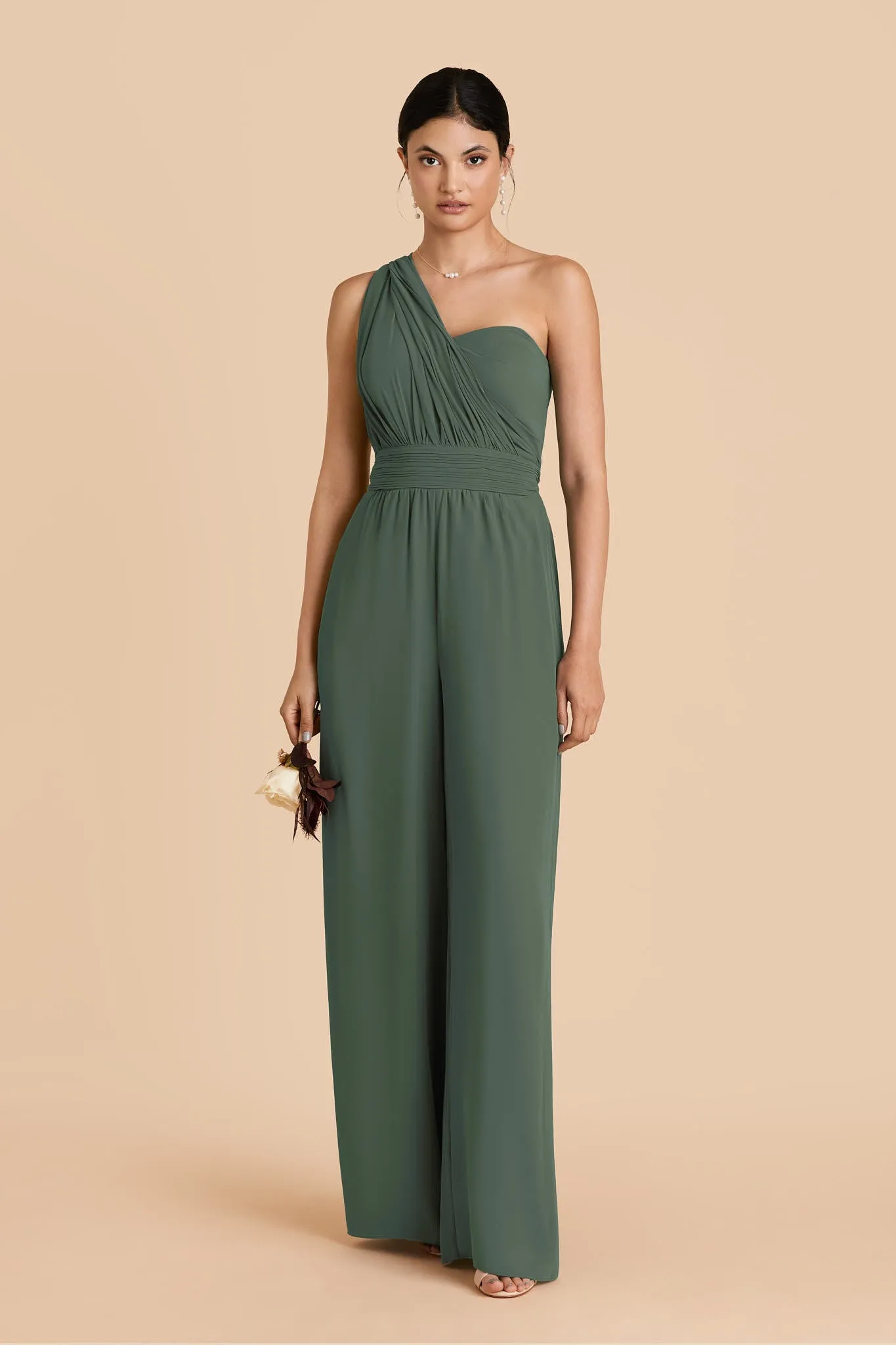 Gigi Chiffon Jumpsuit - Eucalyptus sold by Birdy Grey