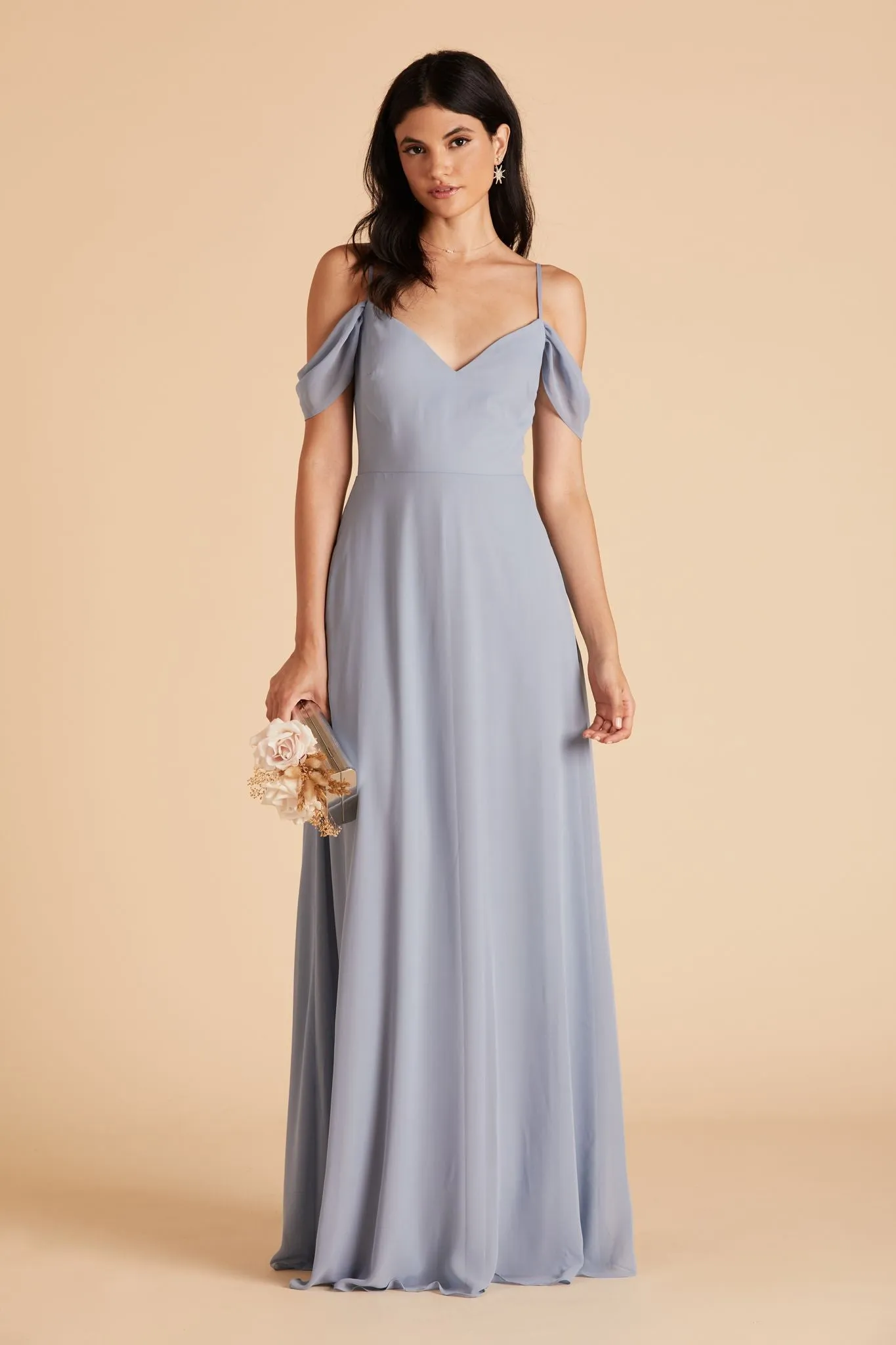 Devin Chiffon Dress - Dusty Blue sold by Birdy Grey