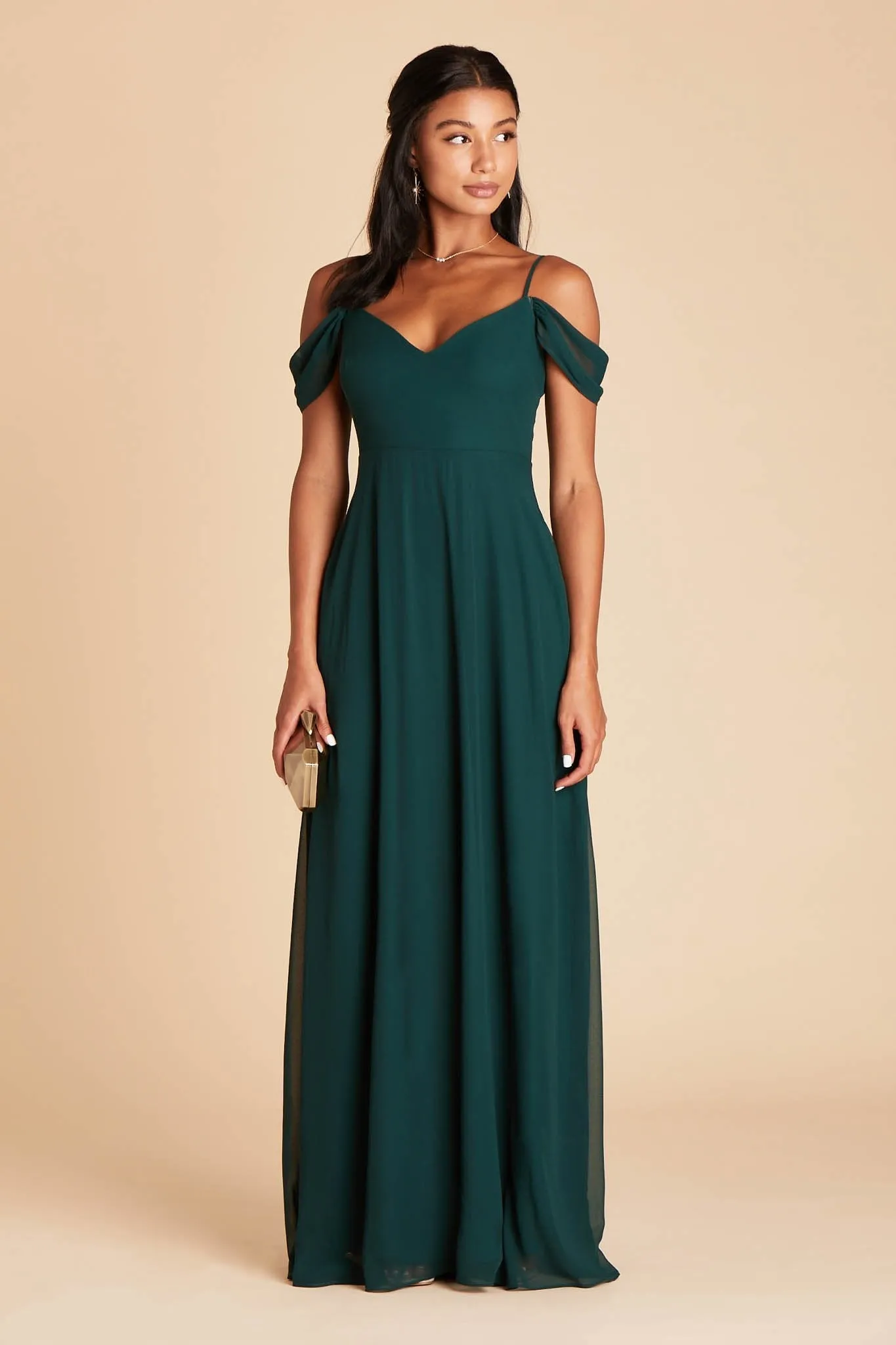 Devin Chiffon Dress - Emerald sold by Birdy Grey