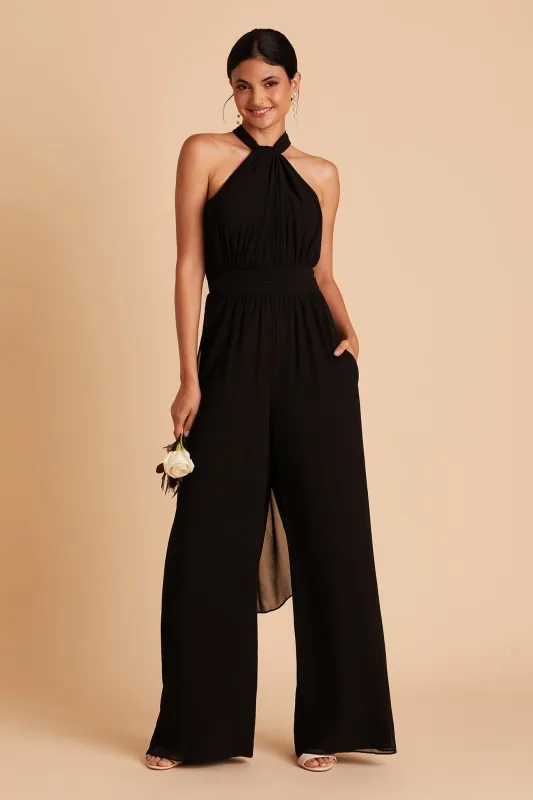 Gigi Chiffon Jumpsuit - Black sold by Birdy Grey