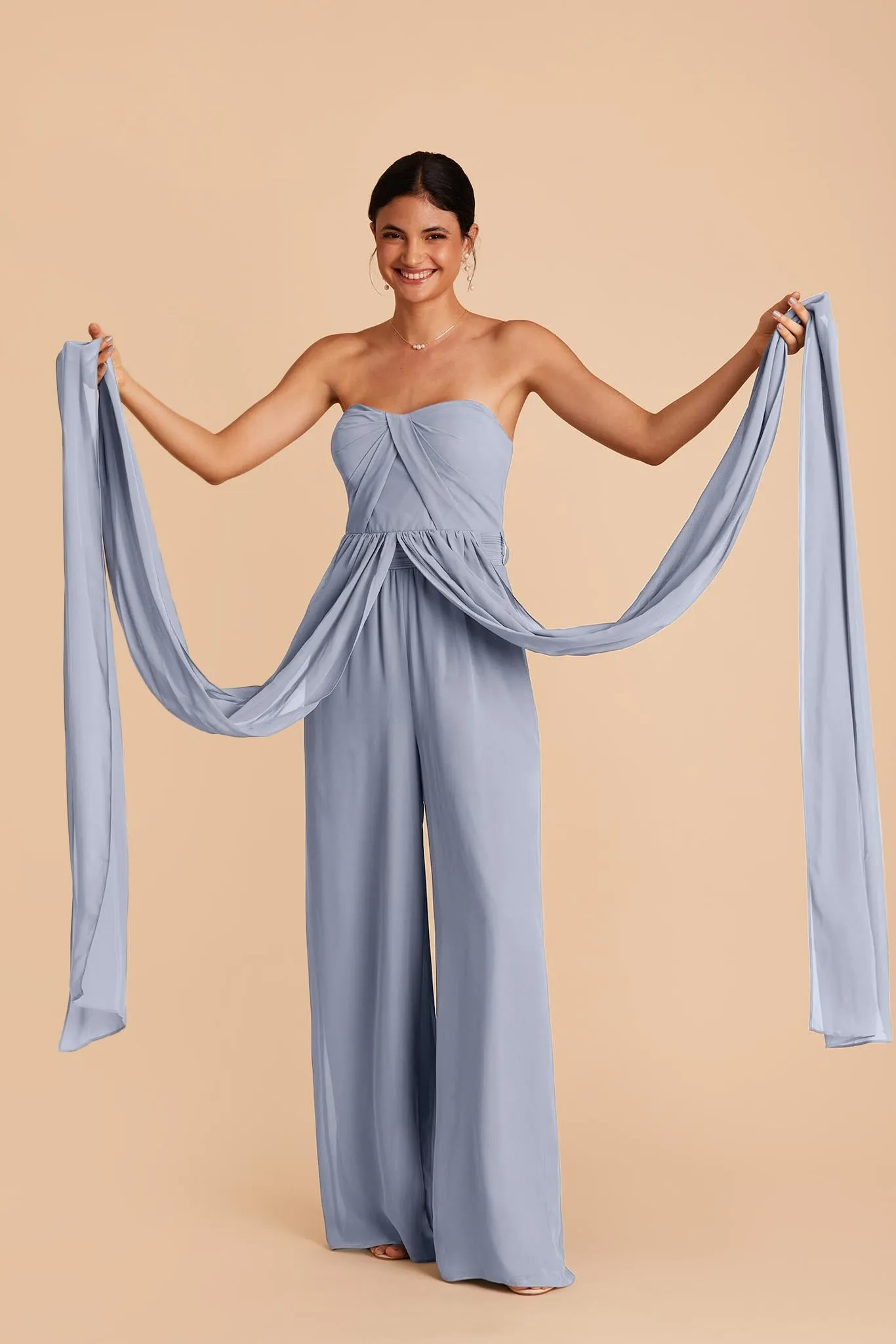 Gigi Chiffon Jumpsuit - Dusty Blue sold by Birdy Grey product image thumbnail 3