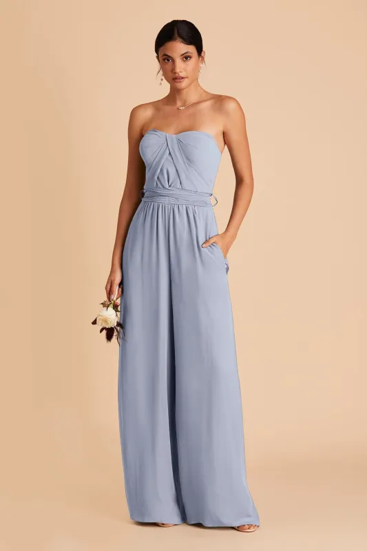 Gigi Chiffon Jumpsuit - Dusty Blue sold by Birdy Grey