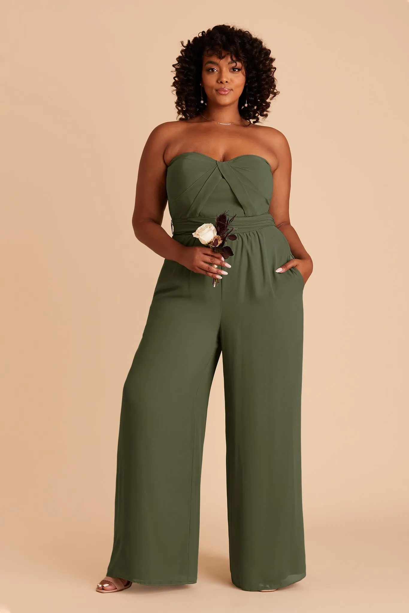 Gigi Chiffon Jumpsuit - Olive sold by Birdy Grey product image thumbnail 2
