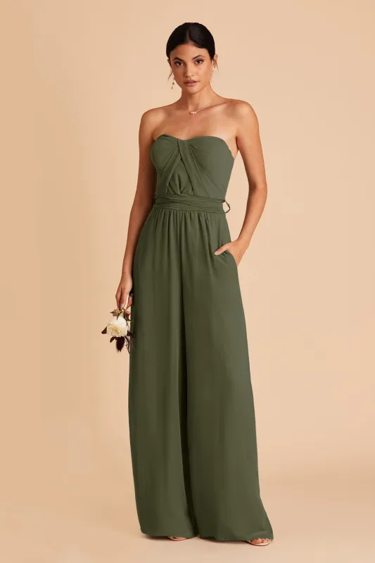 Gigi Chiffon Jumpsuit - Olive sold by Birdy Grey
