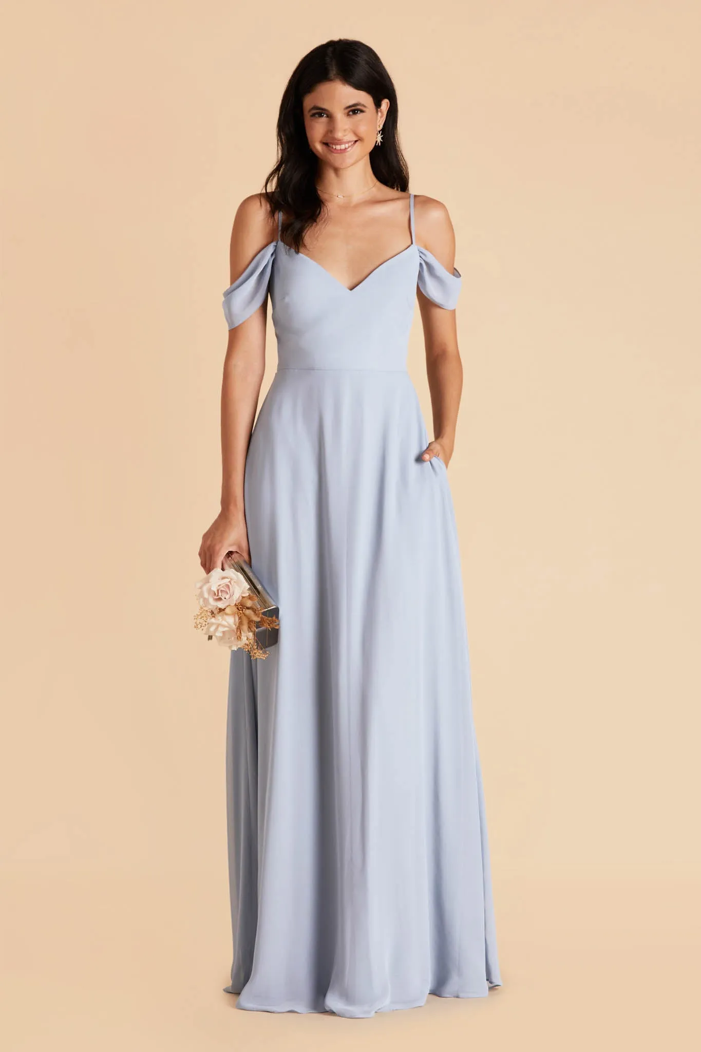 Devin Chiffon Dress - Ice Blue sold by Birdy Grey