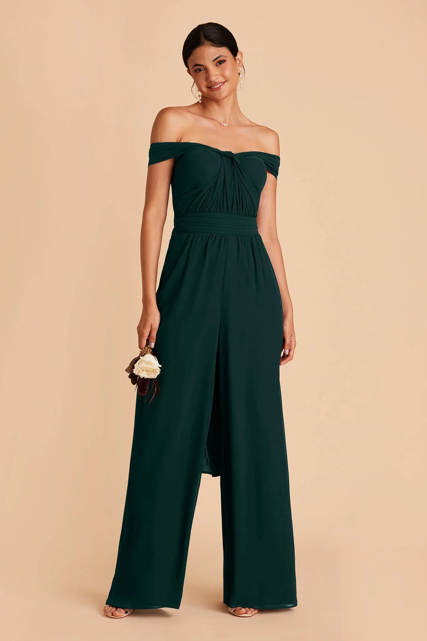 Gigi Chiffon Jumpsuit - Emerald sold by Birdy Grey