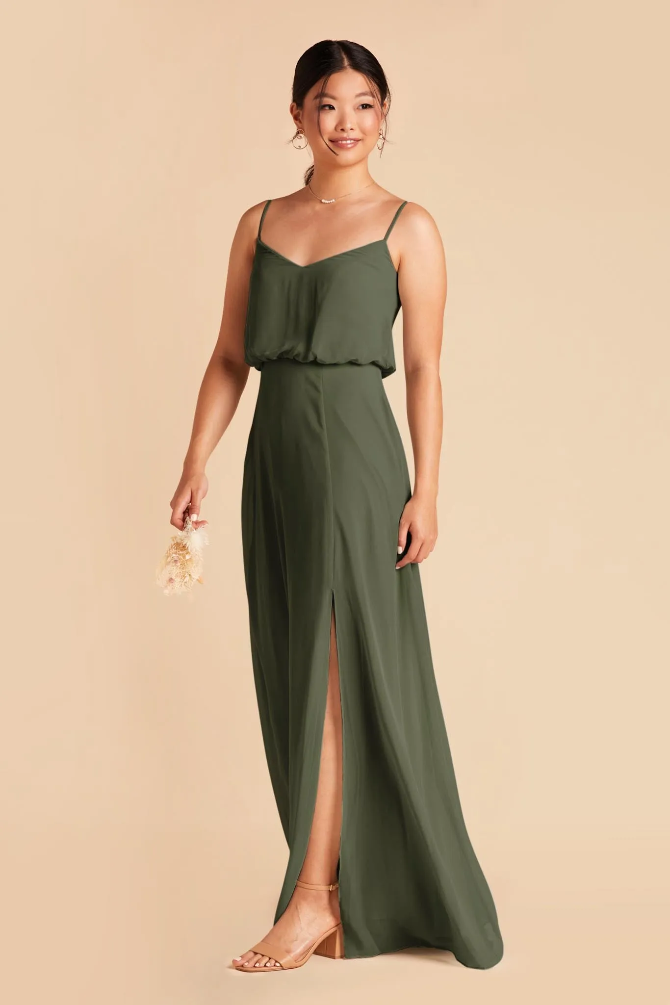 Gwennie Chiffon Dress With Slit - Olive sold by Birdy Grey product image thumbnail 3