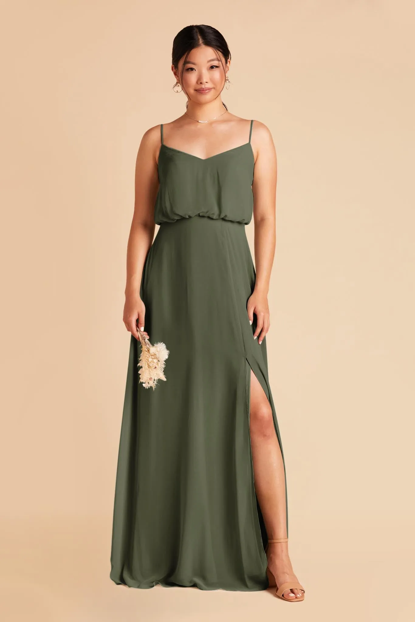 Gwennie Chiffon Dress With Slit - Olive sold by Birdy Grey product image thumbnail 4