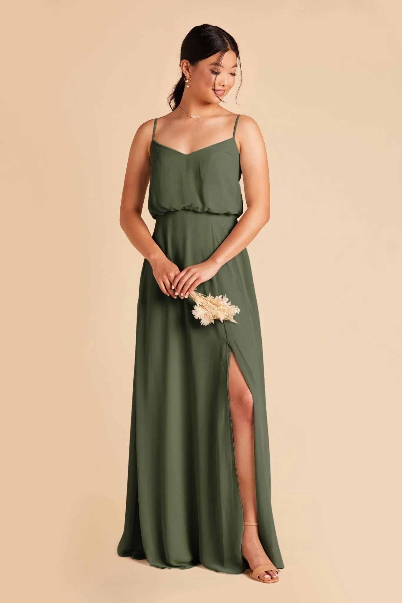Gwennie Chiffon Dress With Slit - Olive sold by Birdy Grey product image thumbnail 5