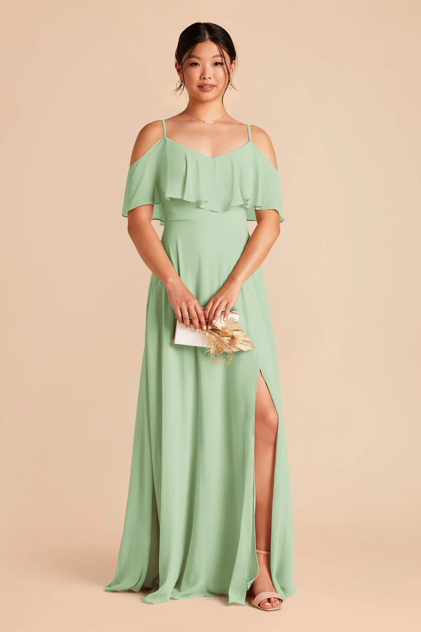Jane Chiffon Dress With Slit - Pistachio sold by Birdy Grey product image thumbnail 4