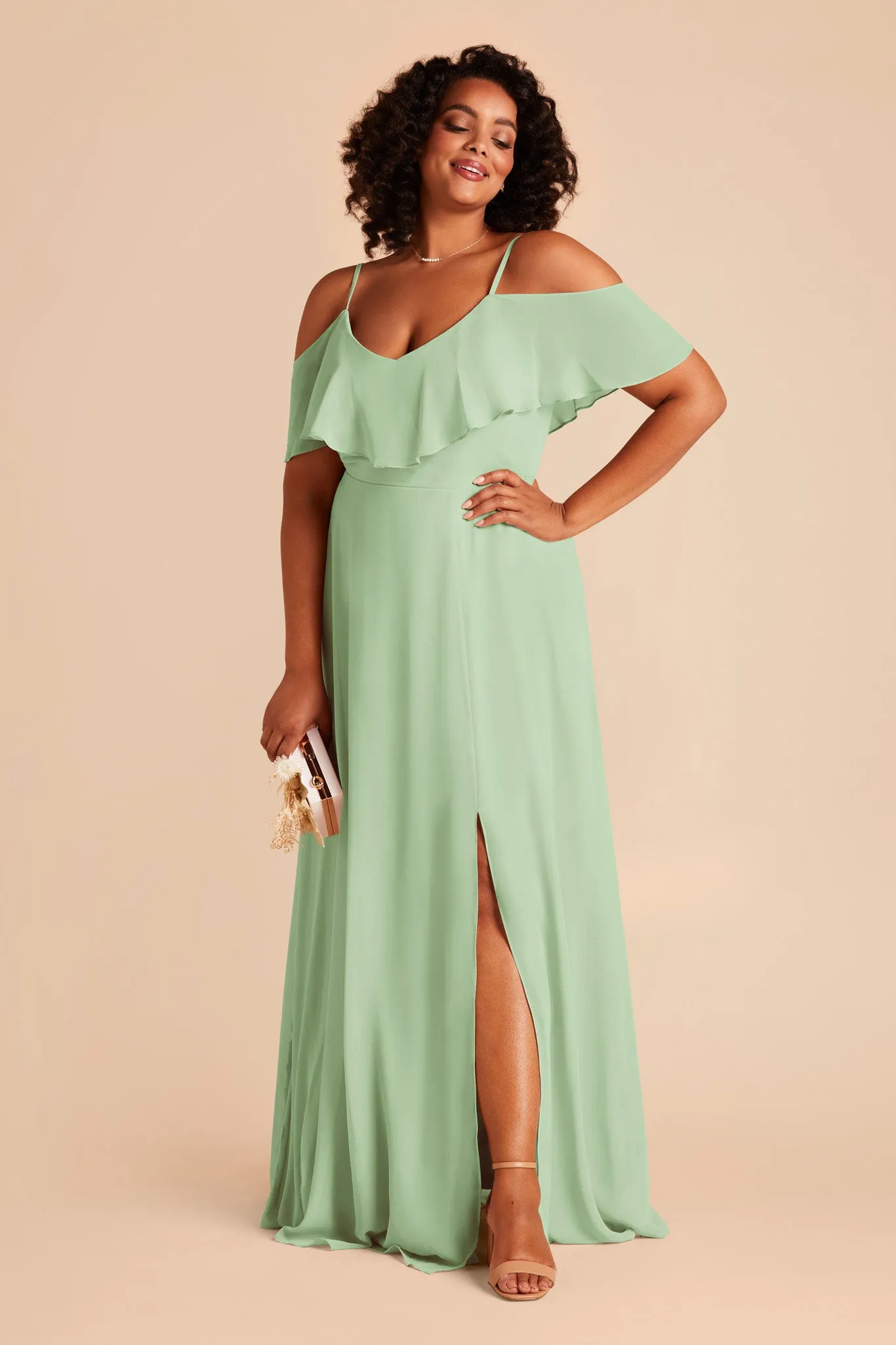 Jane Chiffon Dress With Slit - Pistachio sold by Birdy Grey product image thumbnail 5