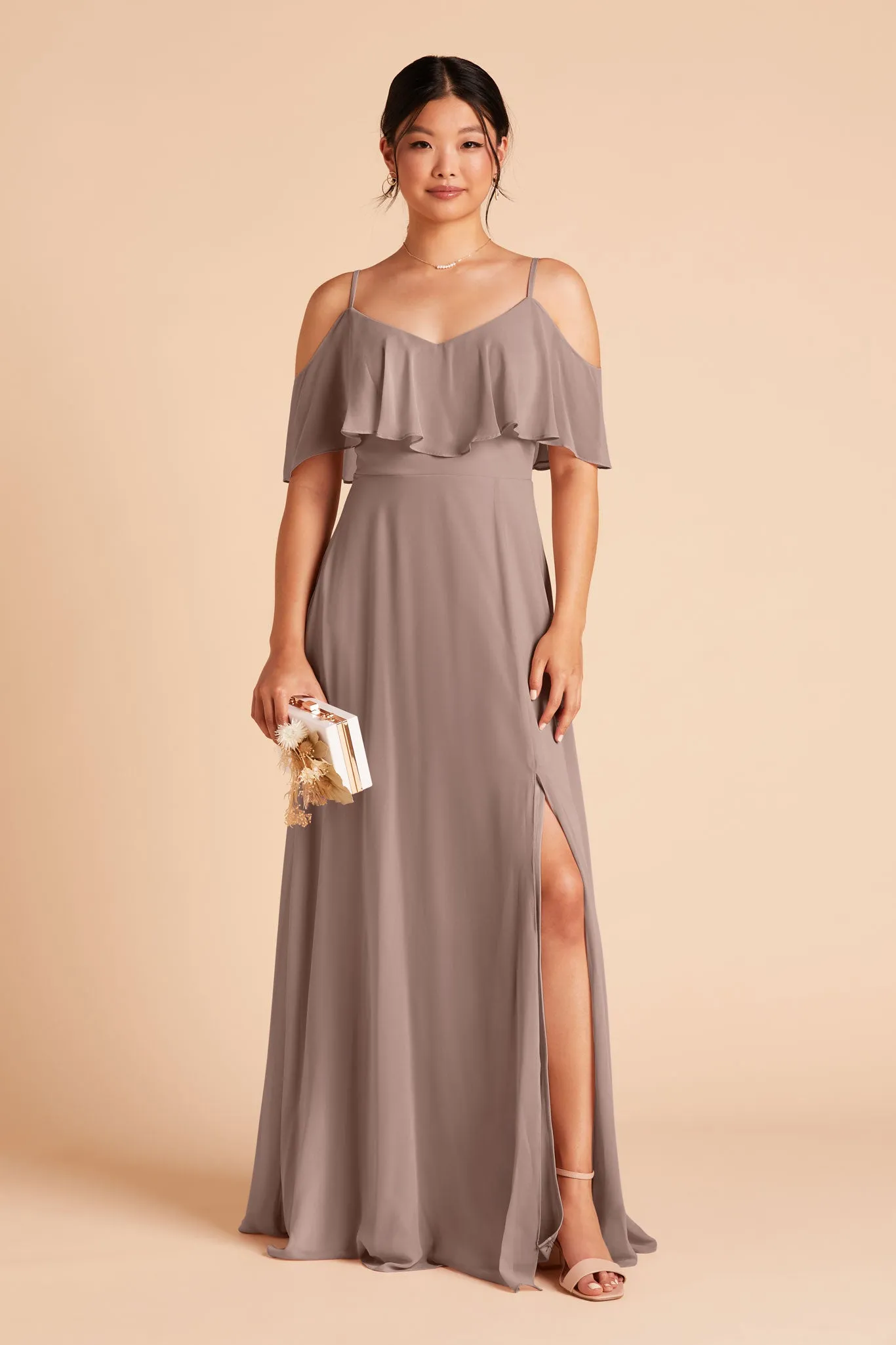 Jane Chiffon Dress With Slit - Toffee sold by Birdy Grey product image thumbnail 3