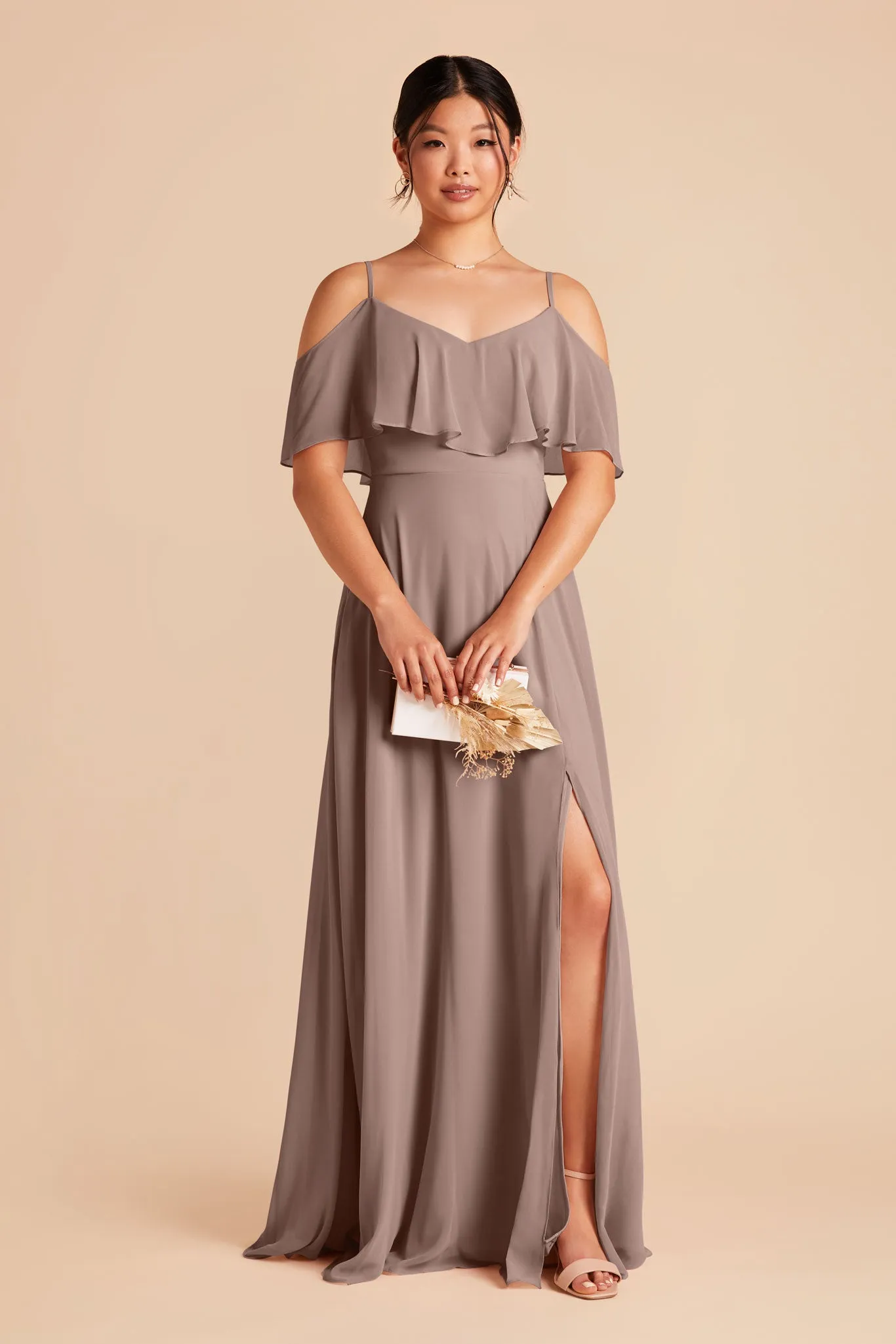 Jane Chiffon Dress With Slit - Toffee sold by Birdy Grey product image thumbnail 4
