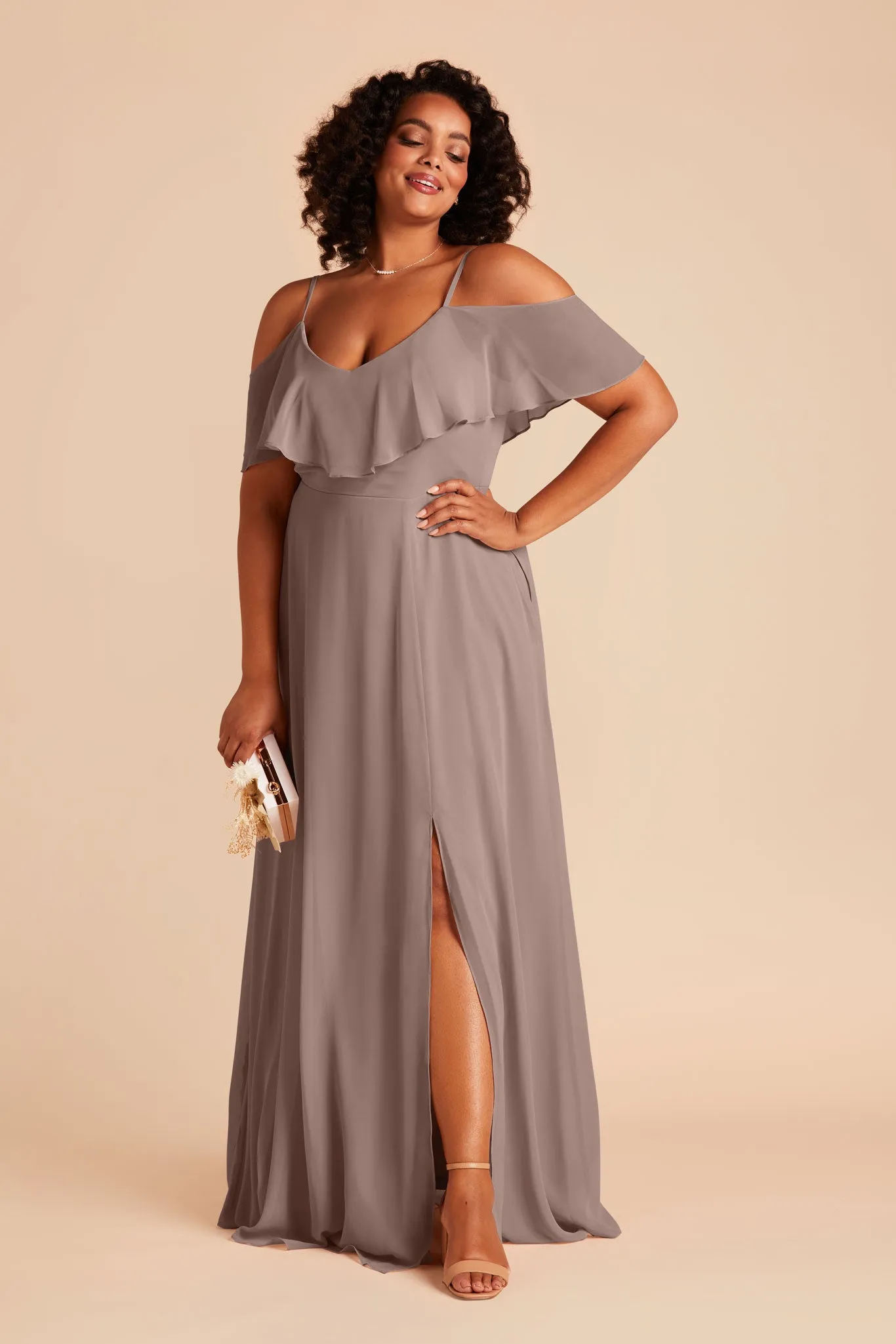 Jane Chiffon Dress With Slit - Toffee sold by Birdy Grey product image thumbnail 2