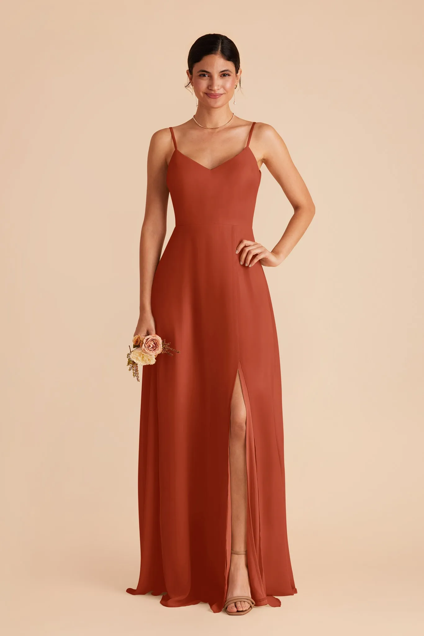 Devin Chiffon Dress With Slit - Auburn sold by Birdy Grey product image thumbnail 4