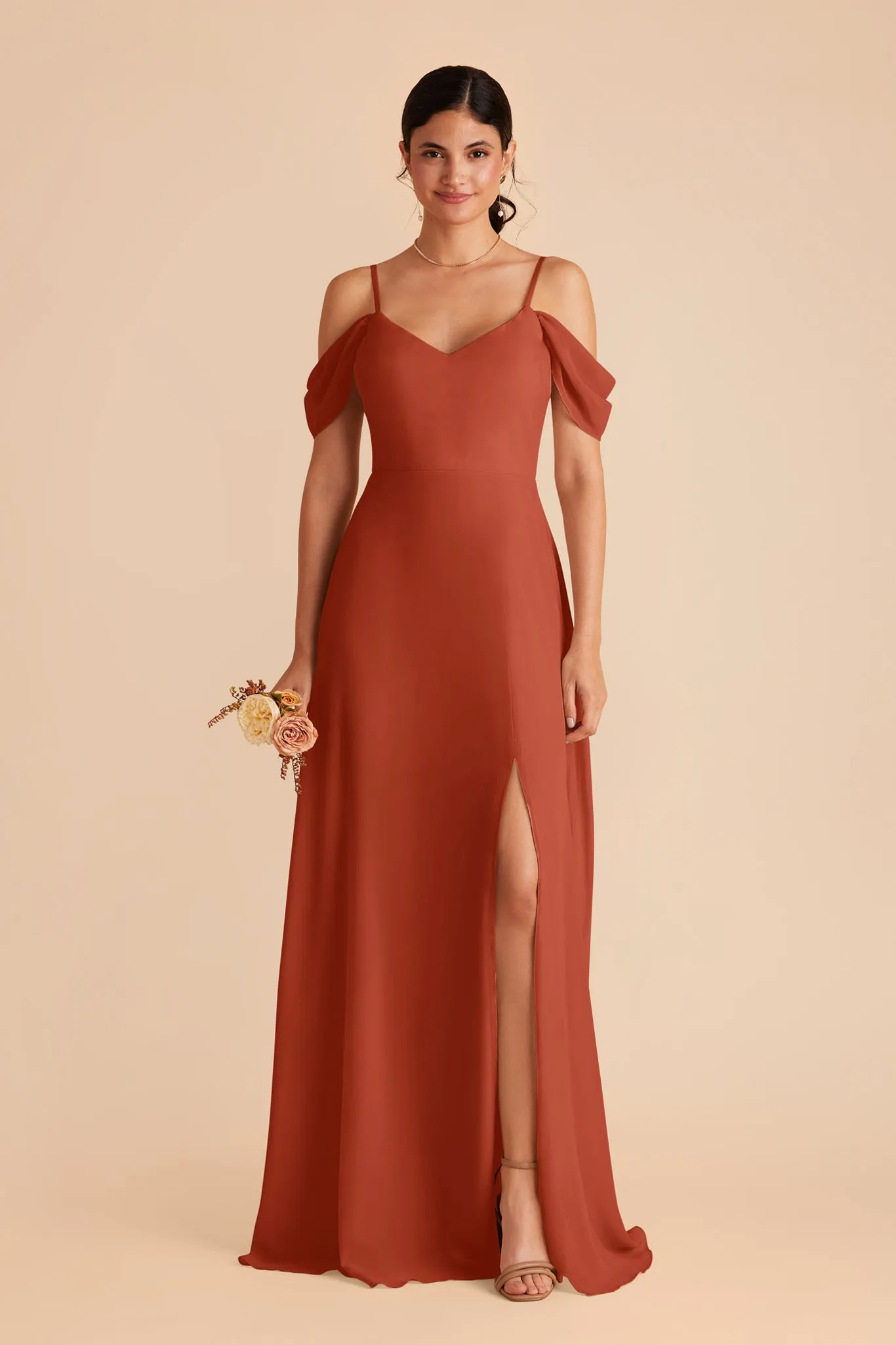 Devin Chiffon Dress With Slit - Auburn sold by Birdy Grey product image thumbnail 3