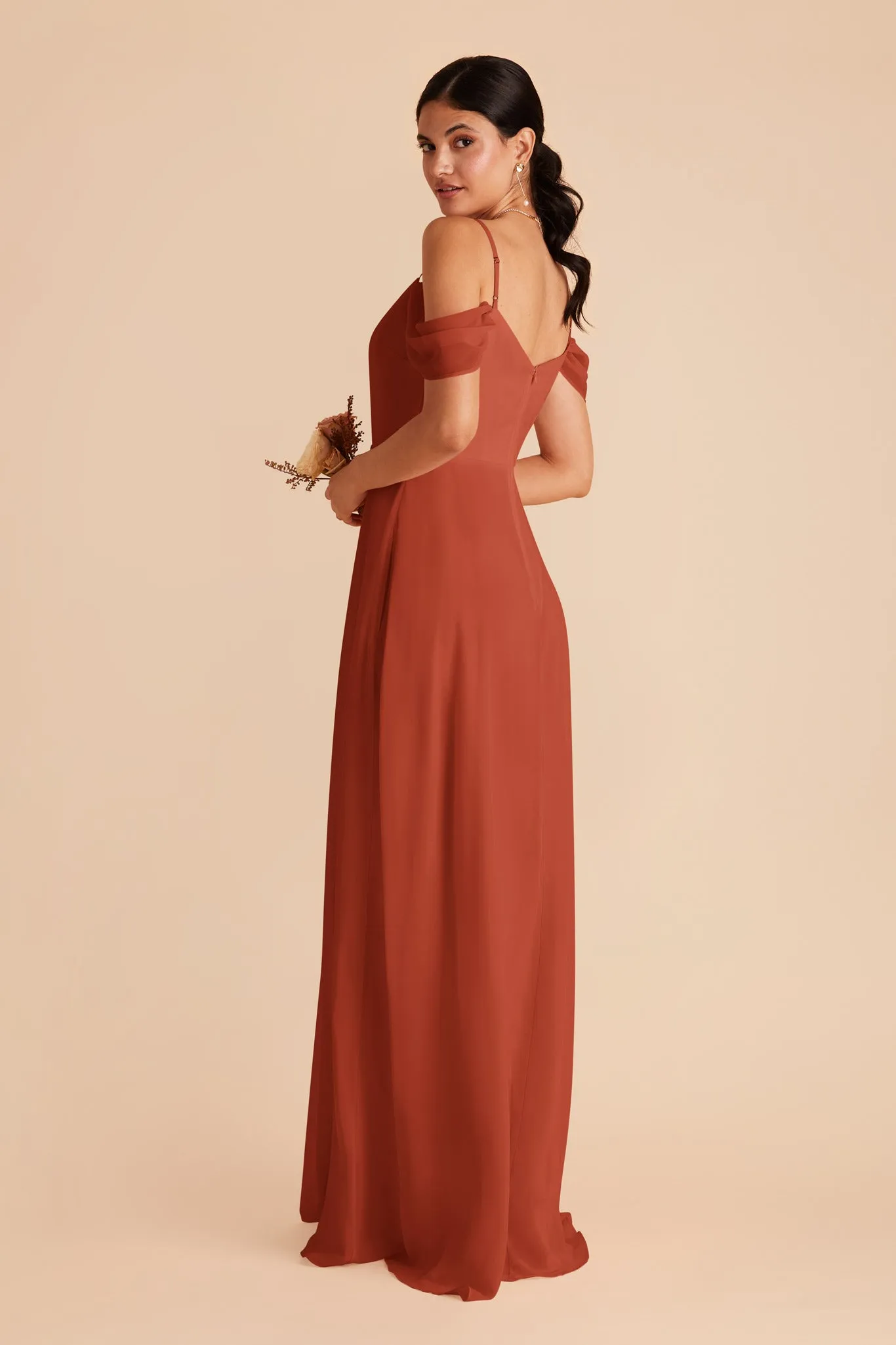 Devin Chiffon Dress With Slit - Auburn sold by Birdy Grey product image thumbnail 5