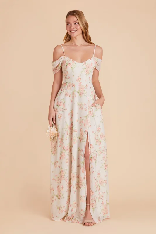 Devin Chiffon Dress With Slit - Whimsical Blooms sold by Birdy Grey