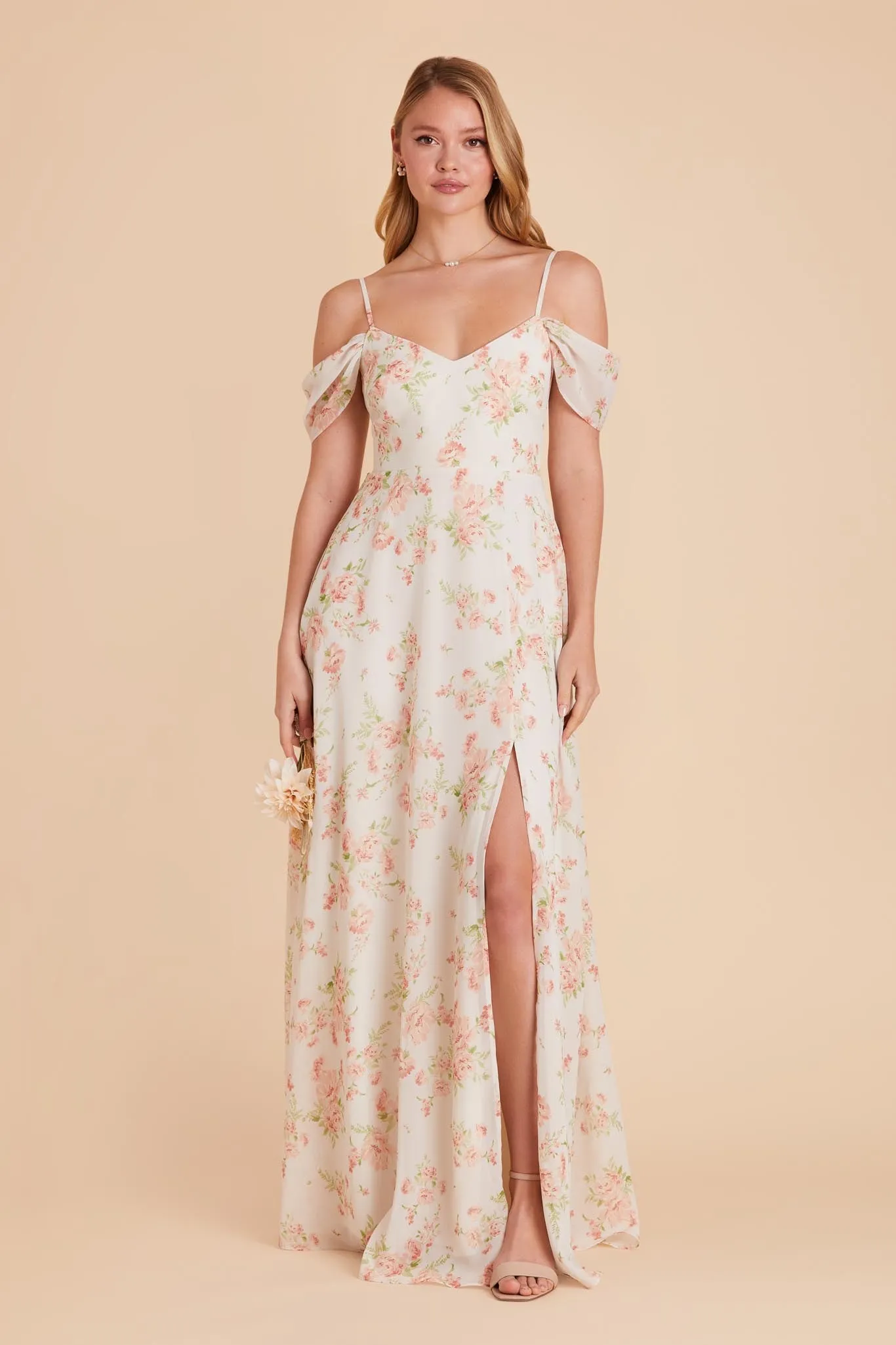 Devin Chiffon Dress With Slit - Whimsical Blooms sold by Birdy Grey product image thumbnail 3
