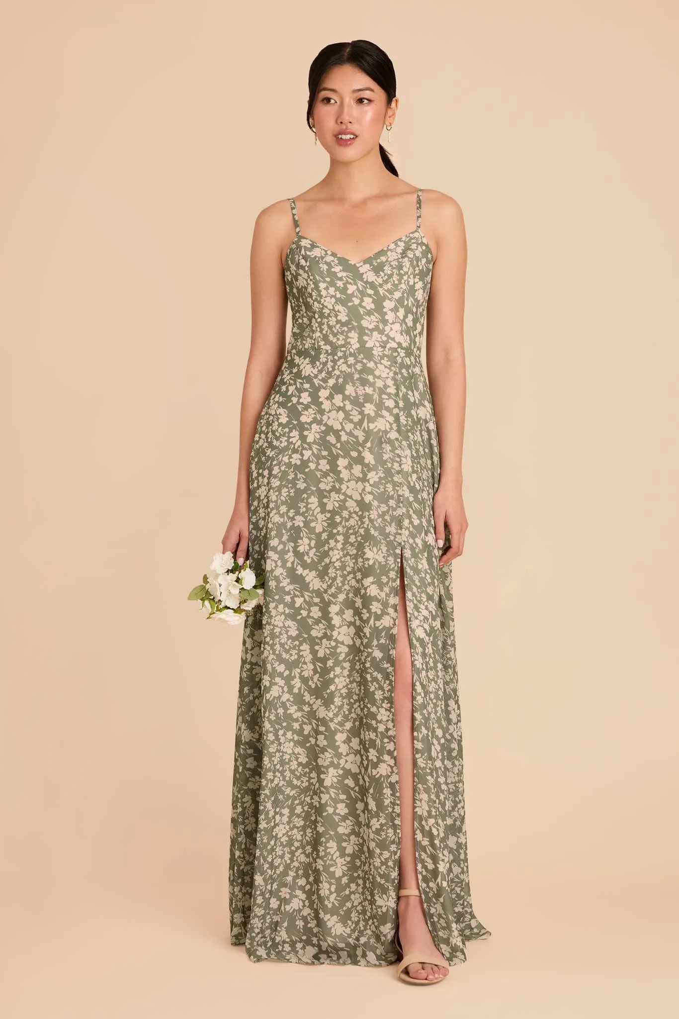 Devin Chiffon Dress With Slit - Thyme Dreamy Floral sold by Birdy Grey product image thumbnail 2