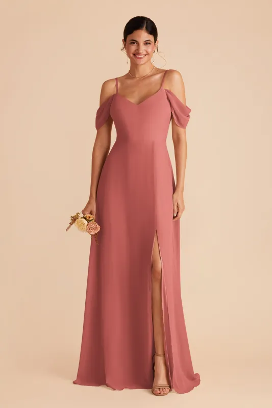 Devin Chiffon Dress With Slit - Wild Rose sold by Birdy Grey