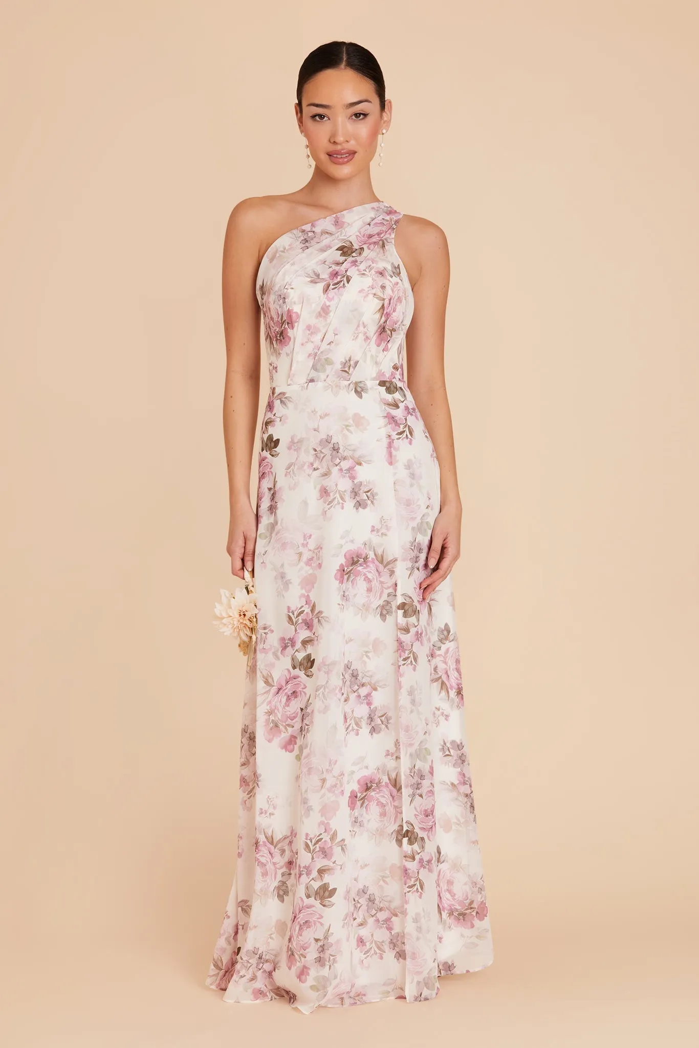 Kira Chiffon Dress - Dusty Pink Peonies sold by Birdy Grey