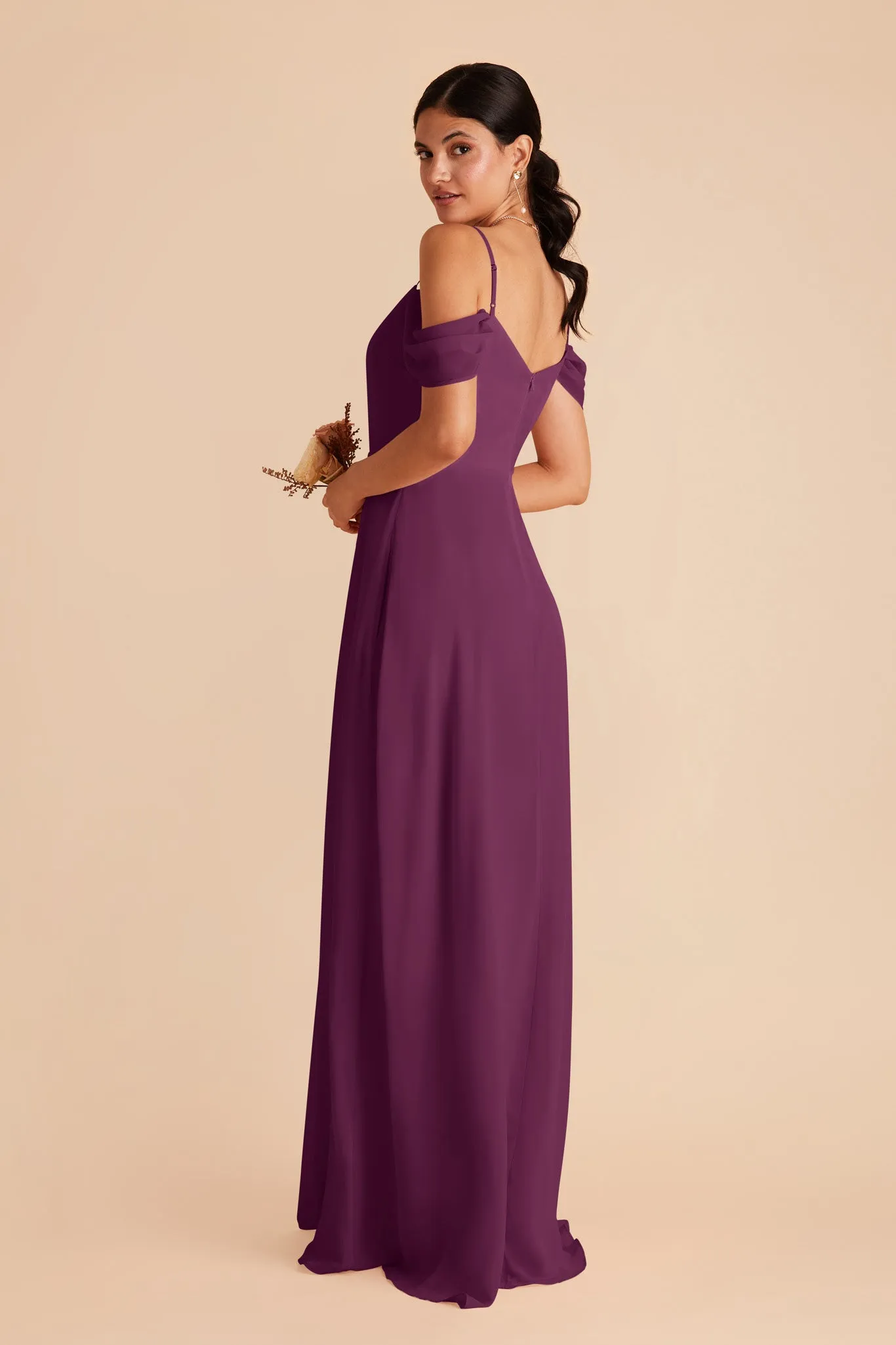 Devin Chiffon Dress With Slit - Fig sold by Birdy Grey product image thumbnail 5