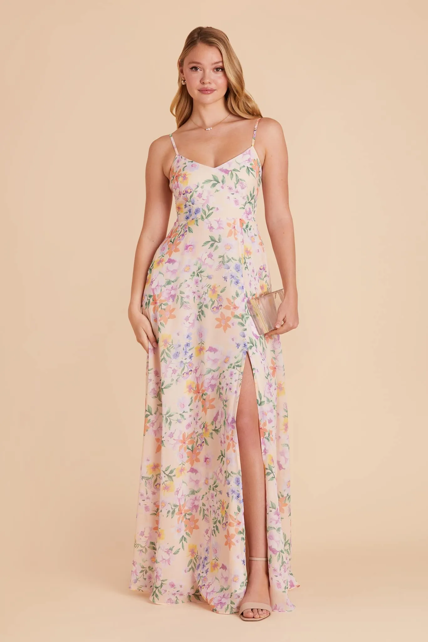 Devin Chiffon Dress With Slit - Botanical Blooms sold by Birdy Grey product image thumbnail 5