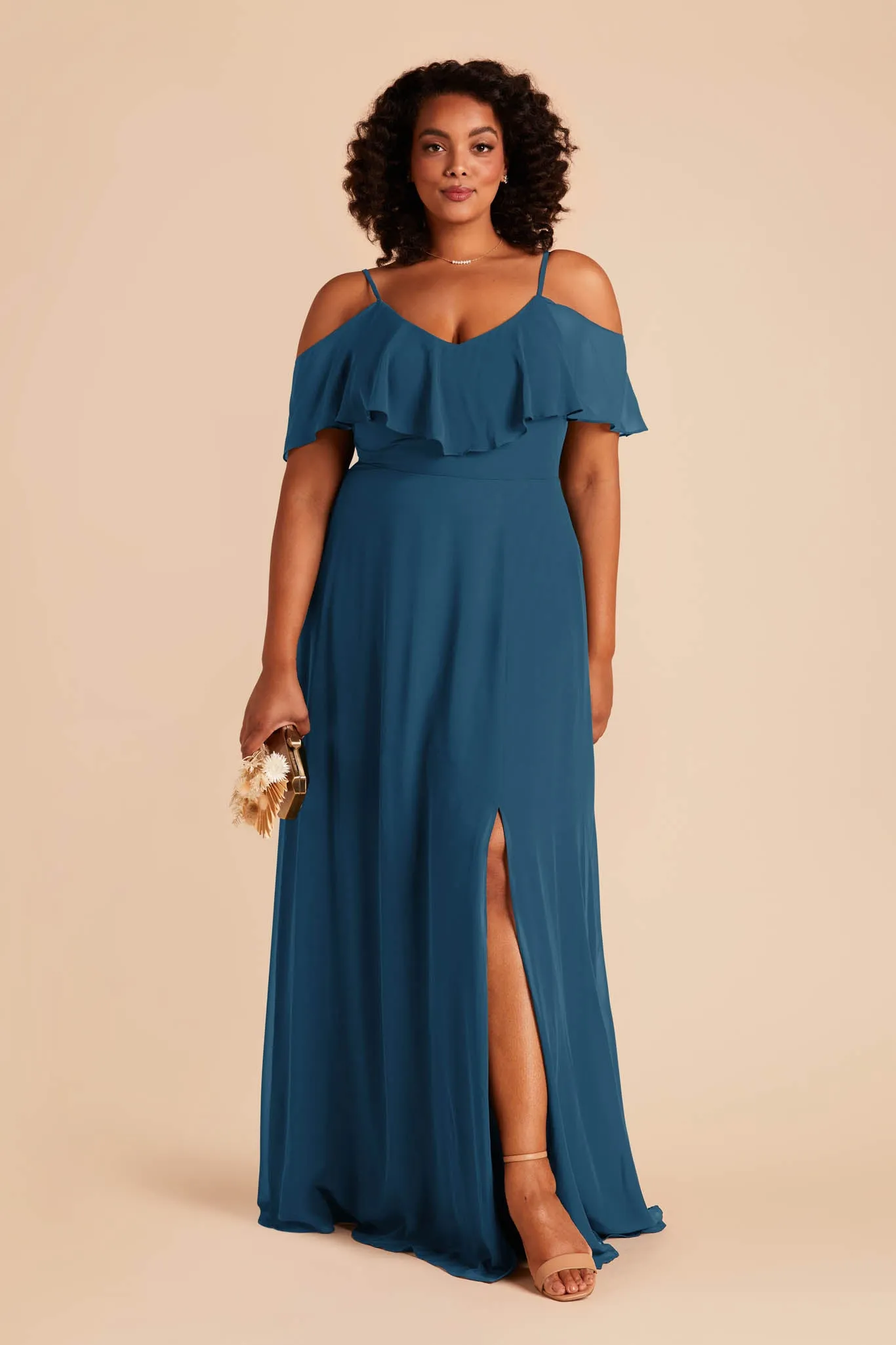 Jane Chiffon Dress With Slit - Dark Teal sold by Birdy Grey product image thumbnail 2