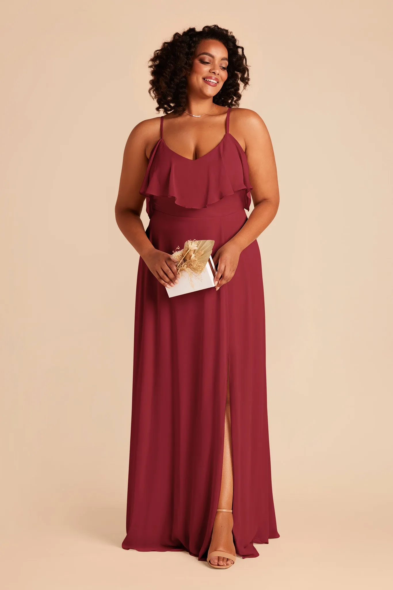 Jane Chiffon Dress With Slit - Burgundy sold by Birdy Grey product image thumbnail 2