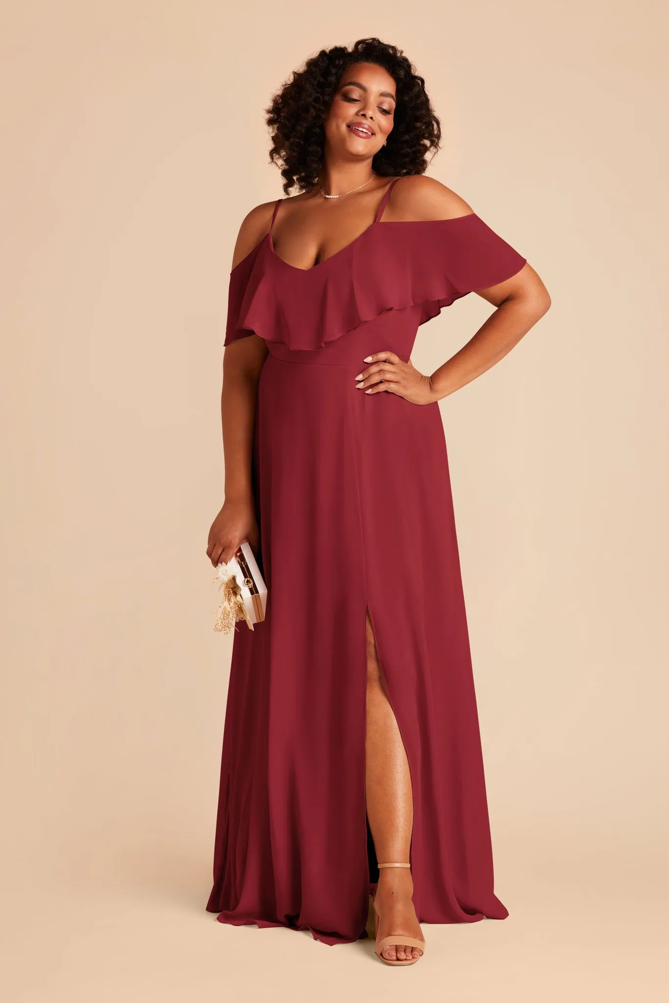 Jane Chiffon Dress With Slit - Burgundy sold by Birdy Grey product image thumbnail 5