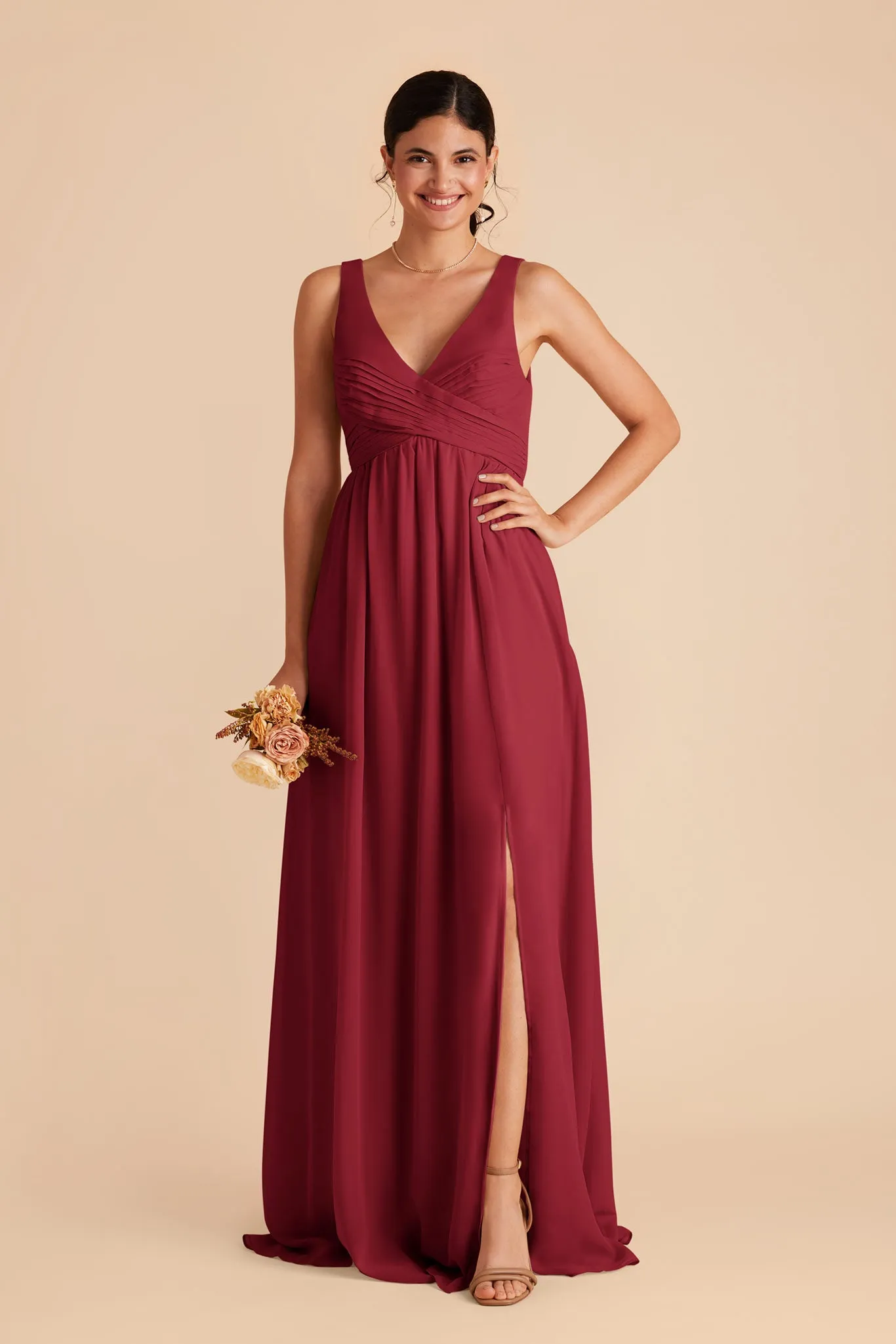 Laurie Chiffon Dress - Burgundy sold by Birdy Grey product image thumbnail 4