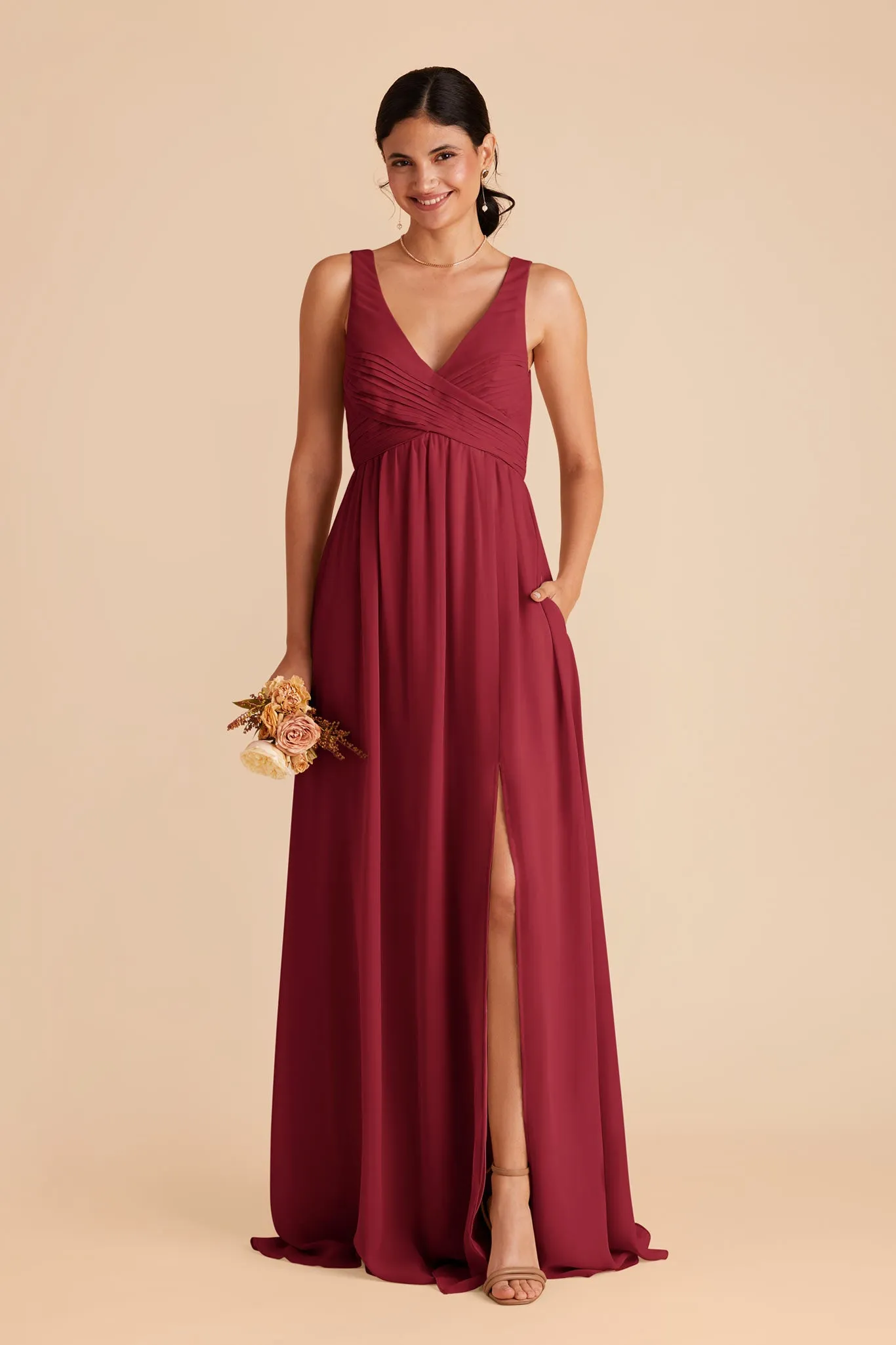 Laurie Chiffon Dress - Burgundy sold by Birdy Grey
