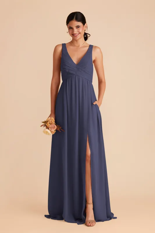 Laurie Chiffon Dress - Dusk Blue sold by Birdy Grey