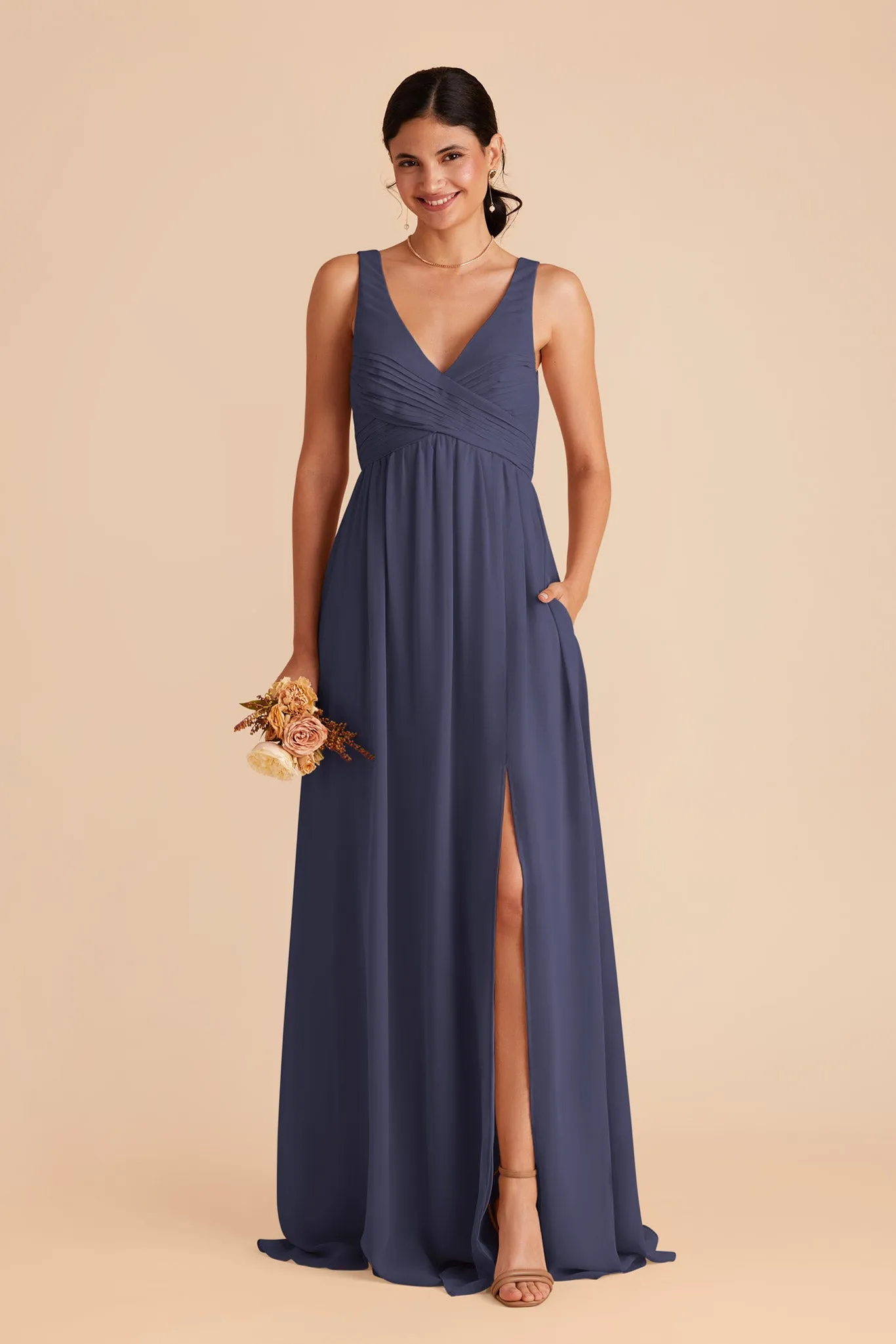 Laurie Chiffon Dress - Dusk Blue sold by Birdy Grey