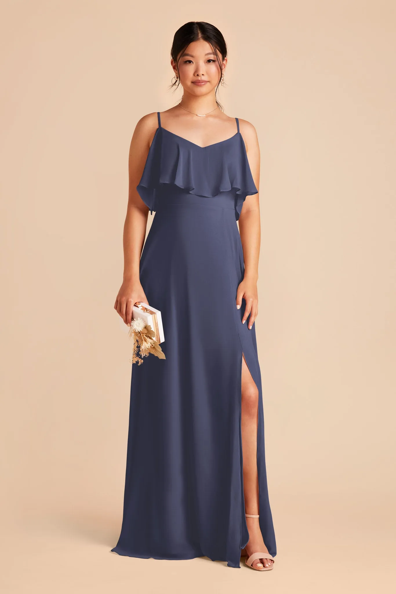 Jane Chiffon Dress With Slit - Dusk Blue sold by Birdy Grey product image thumbnail 3