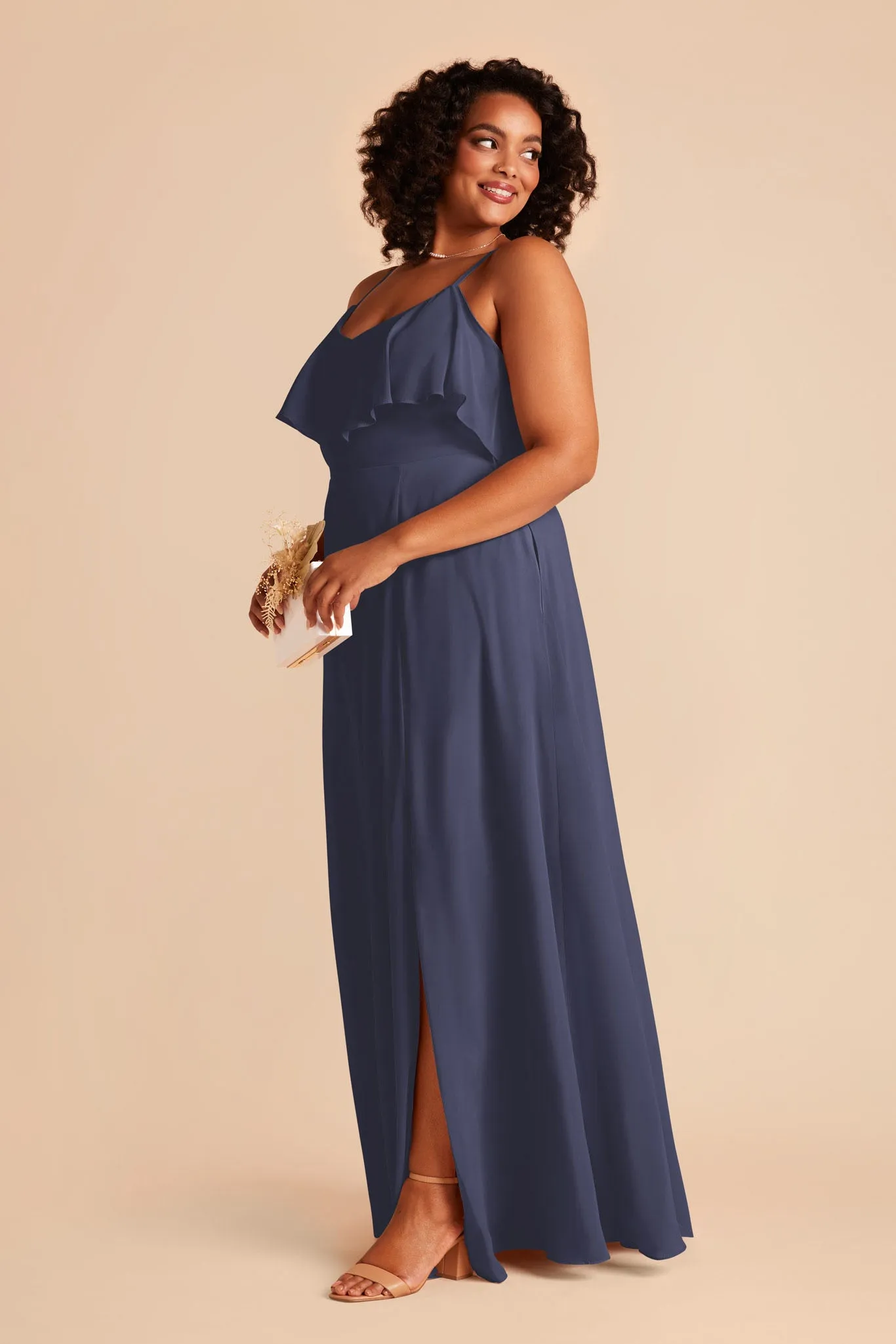 Jane Chiffon Dress With Slit - Dusk Blue sold by Birdy Grey product image thumbnail 5