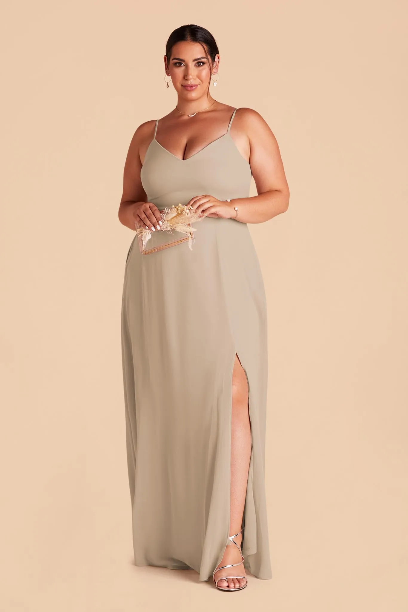 Devin Chiffon Dress With Slit - Almond sold by Birdy Grey product image thumbnail 2